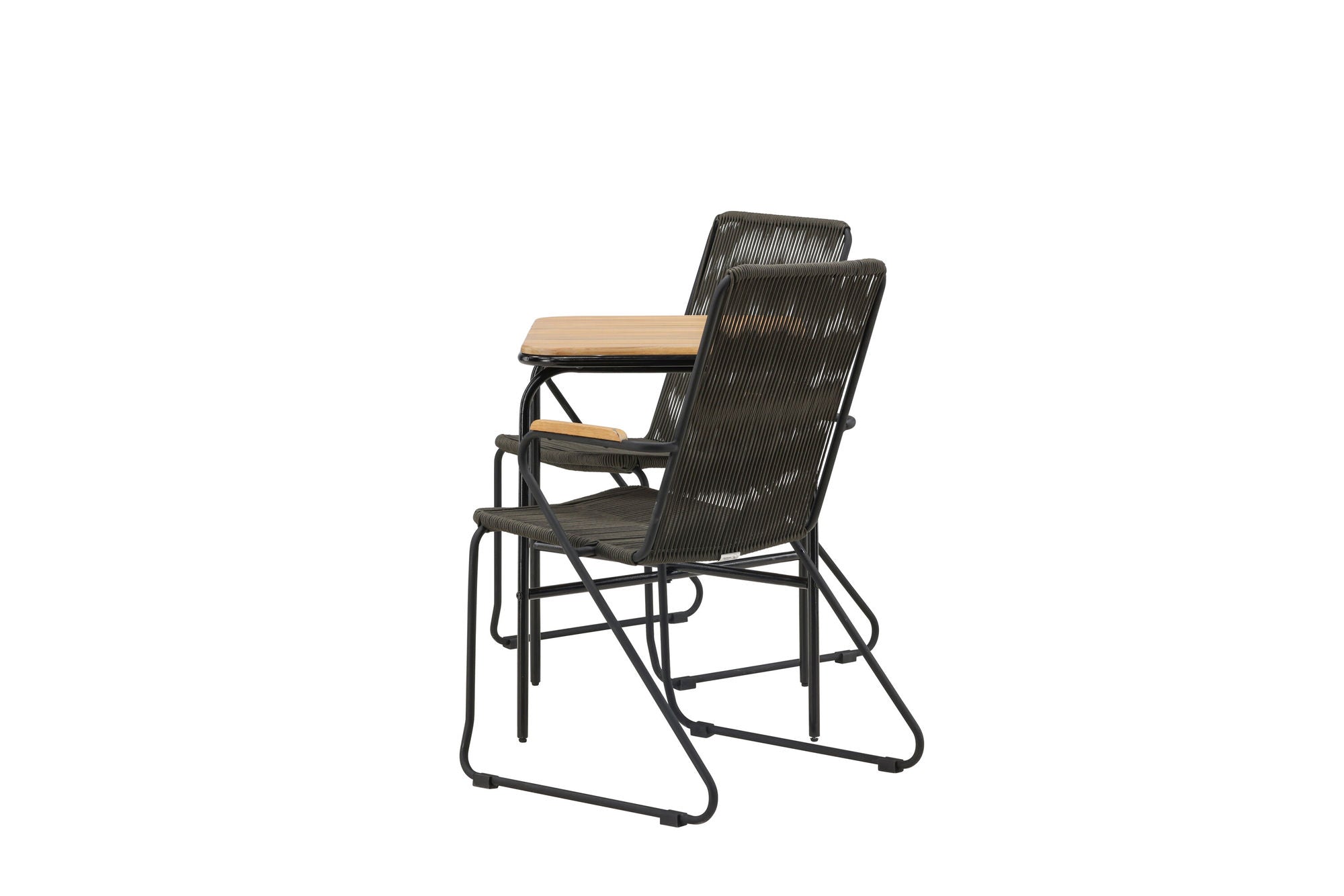 Venture Home Holmbeck Cafebord Steel - Black / Rectangular 55*70*74 +Bois Diningchair Steel - Black / Dark Grey Rope _2