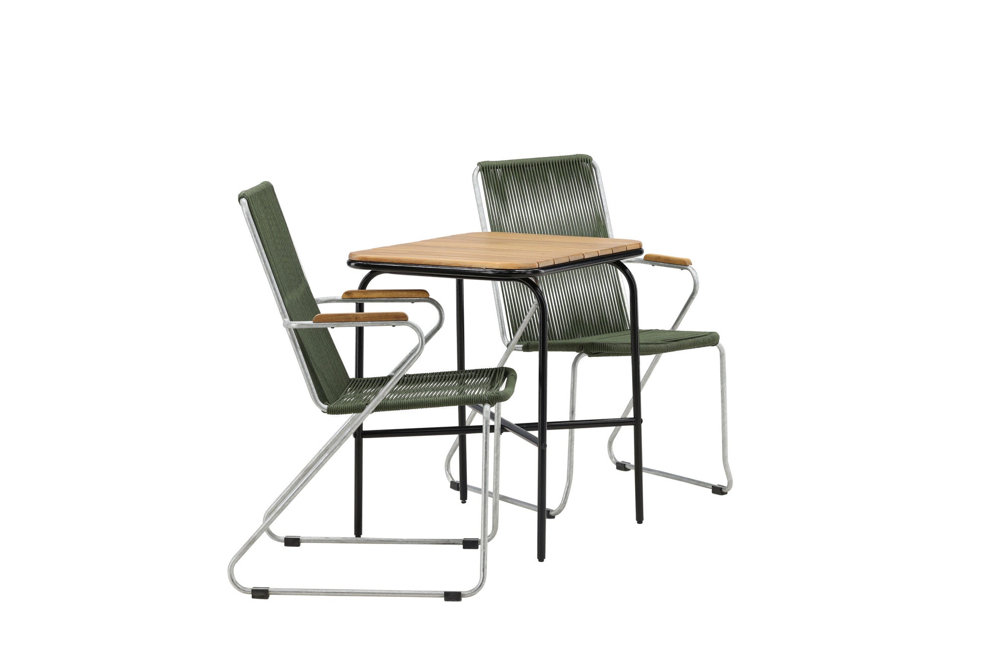Venture Home Holmbeck Cafebord Steel - Black / Rectangular 55*70*74 +Bois Diningchair Steel - Silver / Green Rope _2