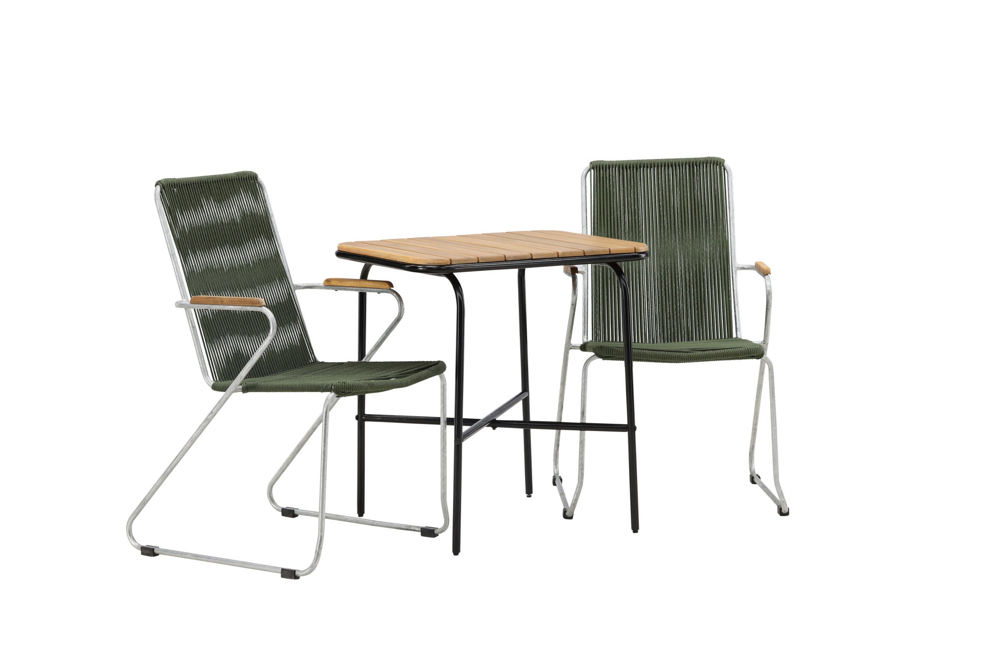 Venture Home Holmbeck Cafebord Steel - Black / Rectangular 55*70*74 +Bois Diningchair Steel - Silver / Green Rope _2