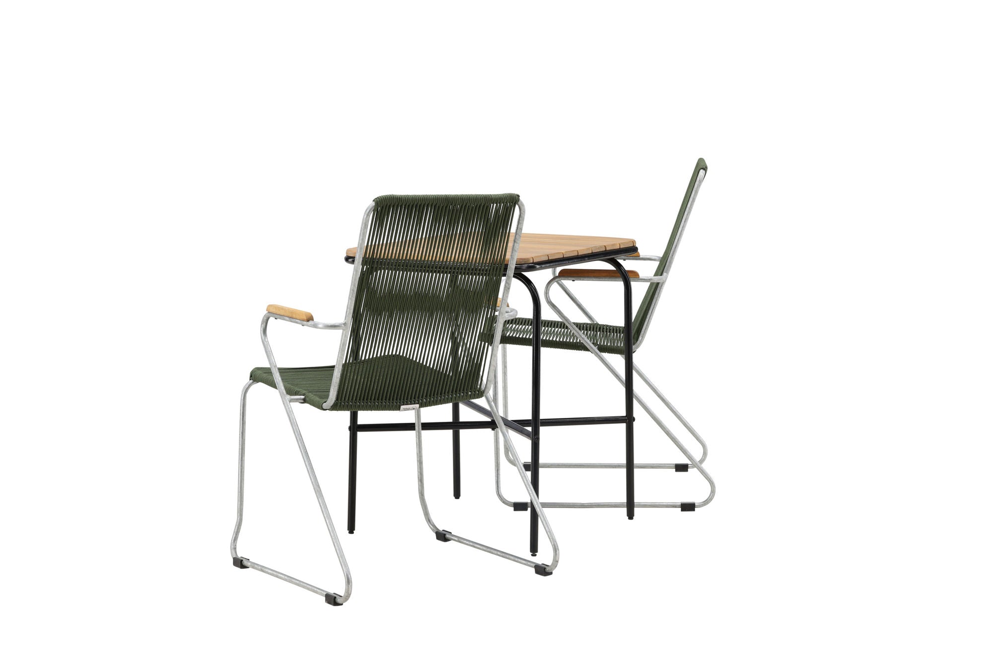Venture Home Holmbeck Cafebord Steel - Black / Rectangular 55*70*74 +Bois Diningchair Steel - Silver / Green Rope _2
