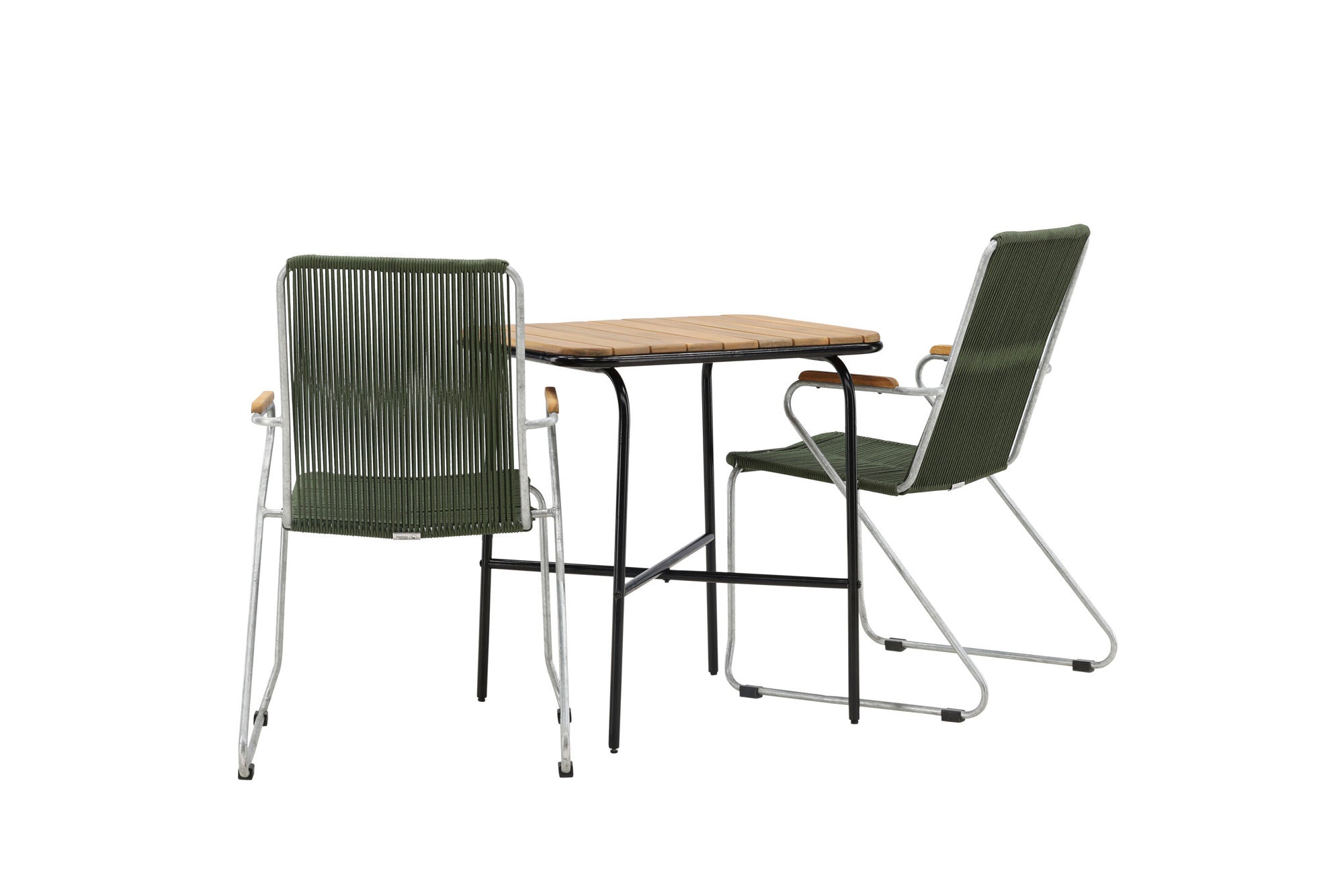 Venture Home Holmbeck Cafebord Steel - Black / Rectangular 55*70*74 +Bois Diningchair Steel - Silver / Green Rope _2