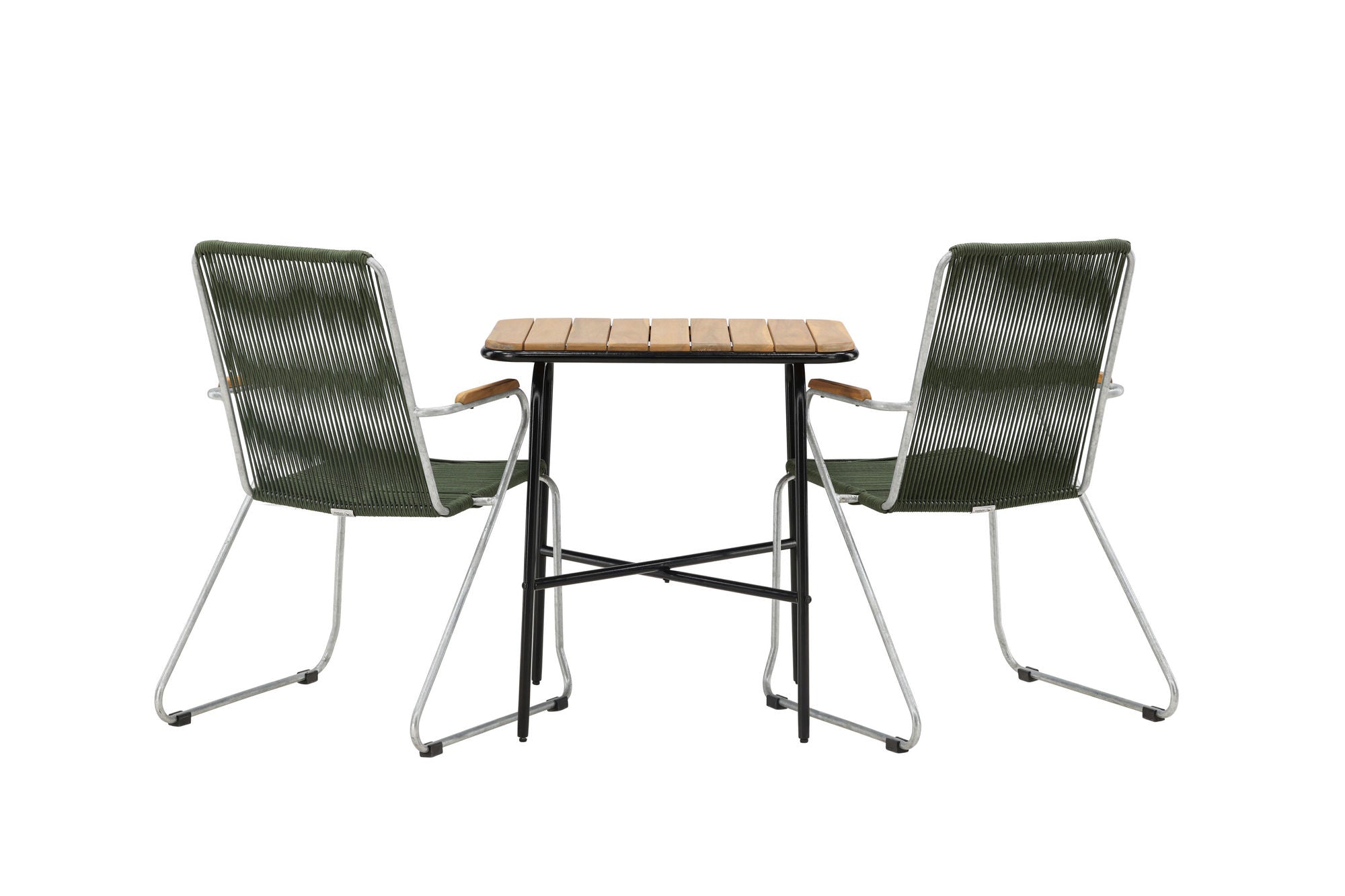 Venture Home Holmbeck Cafebord Steel - Black / Rectangular 55*70*74 +Bois Diningchair Steel - Silver / Green Rope _2