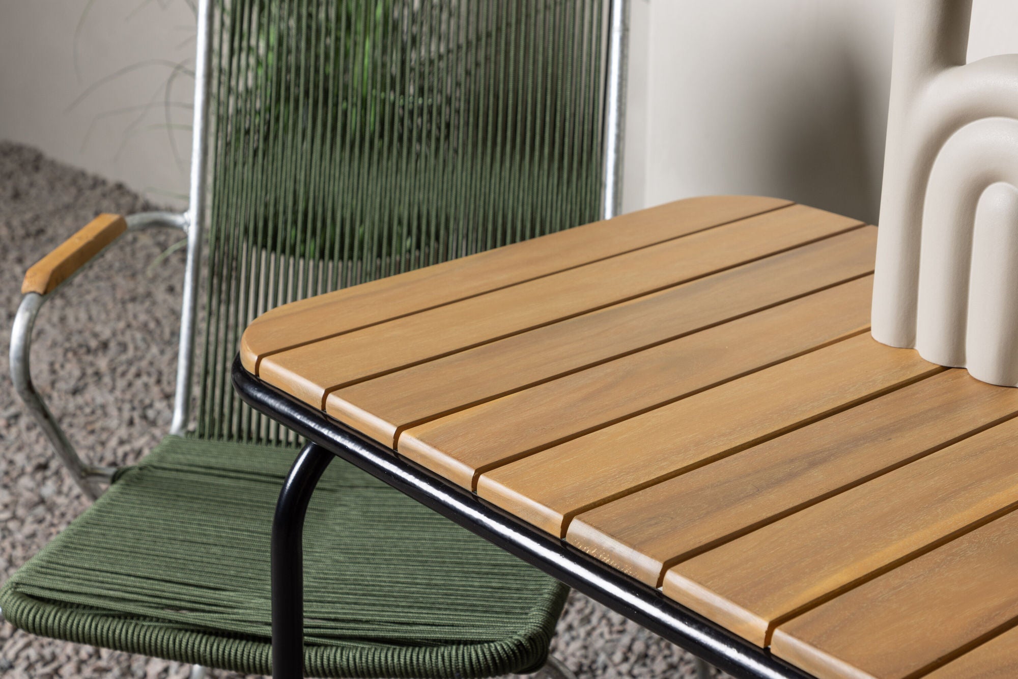 Venture Home Holmbeck Cafebord Steel - Black / Rectangular 55*70*74 +Bois Diningchair Steel - Silver / Green Rope _2