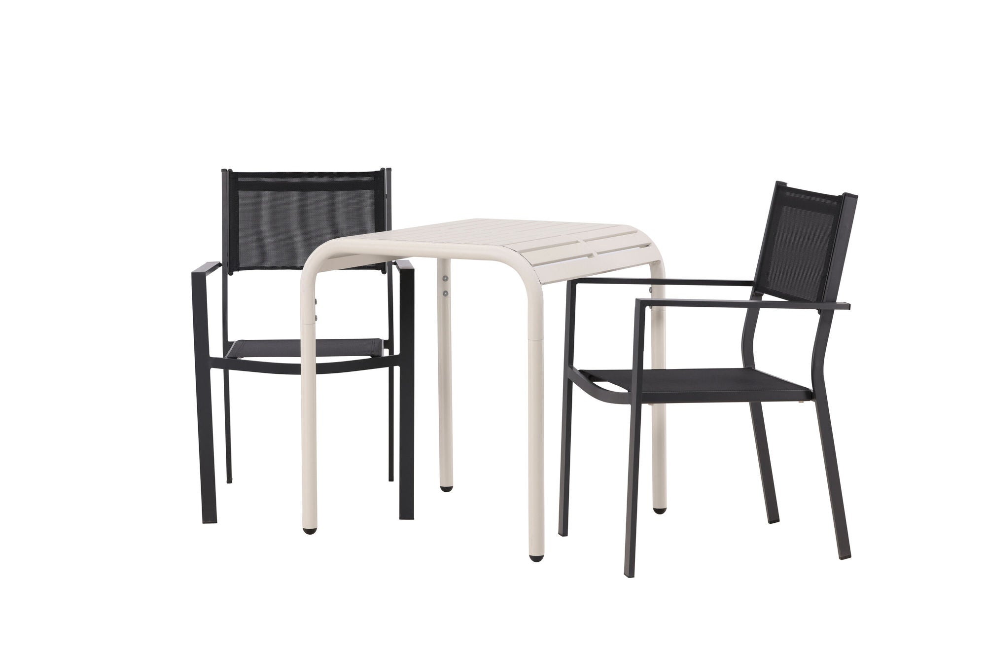 Venture Home Borneo Cafebord Aluminium - Beige / Kvadrat 70*70* +Copacabana Stacking stol - Black/Black - Ersätter 4131-408 _2