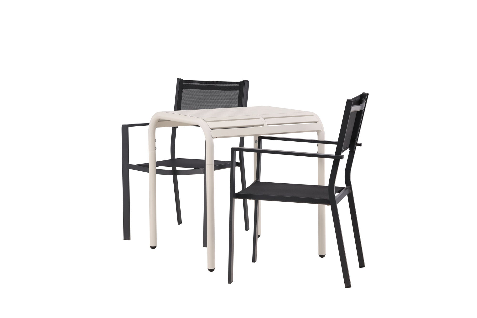 Venture Home Borneo Cafebord Aluminium - Beige / Kvadrat 70*70* +Copacabana Stacking stol - Black/Black - Ersätter 4131-408 _2
