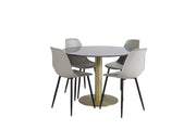 Venture Home Estelle rund spisebord ø106 H75 - Black / Brass+Polar Plastic Spisebordsstol - Black Legs / Grey Plastic_4