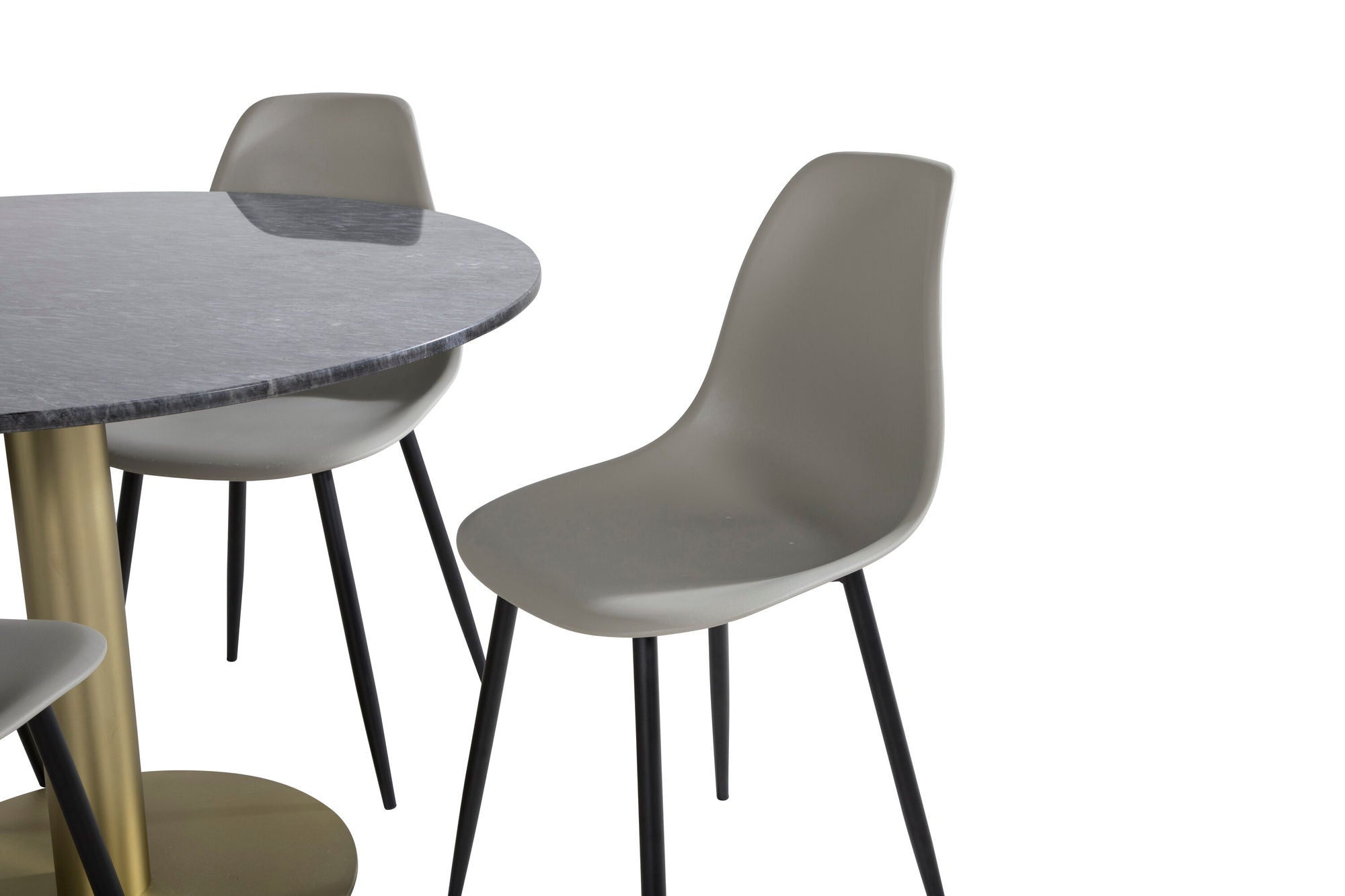 Venture Home Estelle rund spisebord ø106 H75 - Black / Brass+Polar Plastic Spisebordsstol - Black Legs / Grey Plastic_4