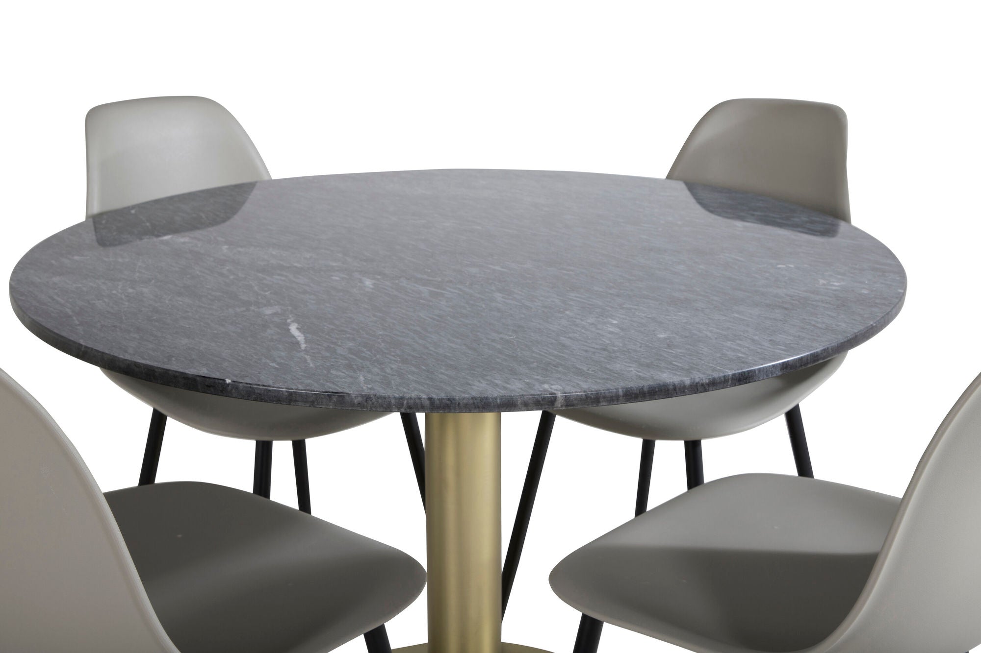Venture Home Estelle rund spisebord ø106 H75 - Black / Brass+Polar Plastic Spisebordsstol - Black Legs / Grey Plastic_4