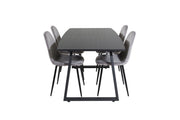 Venture Home Inca Extentionbord - Black top / black Legs+Polar Spisebordsstol - Black legs / Light Grey Velvet (ersätter 19902-885)_4