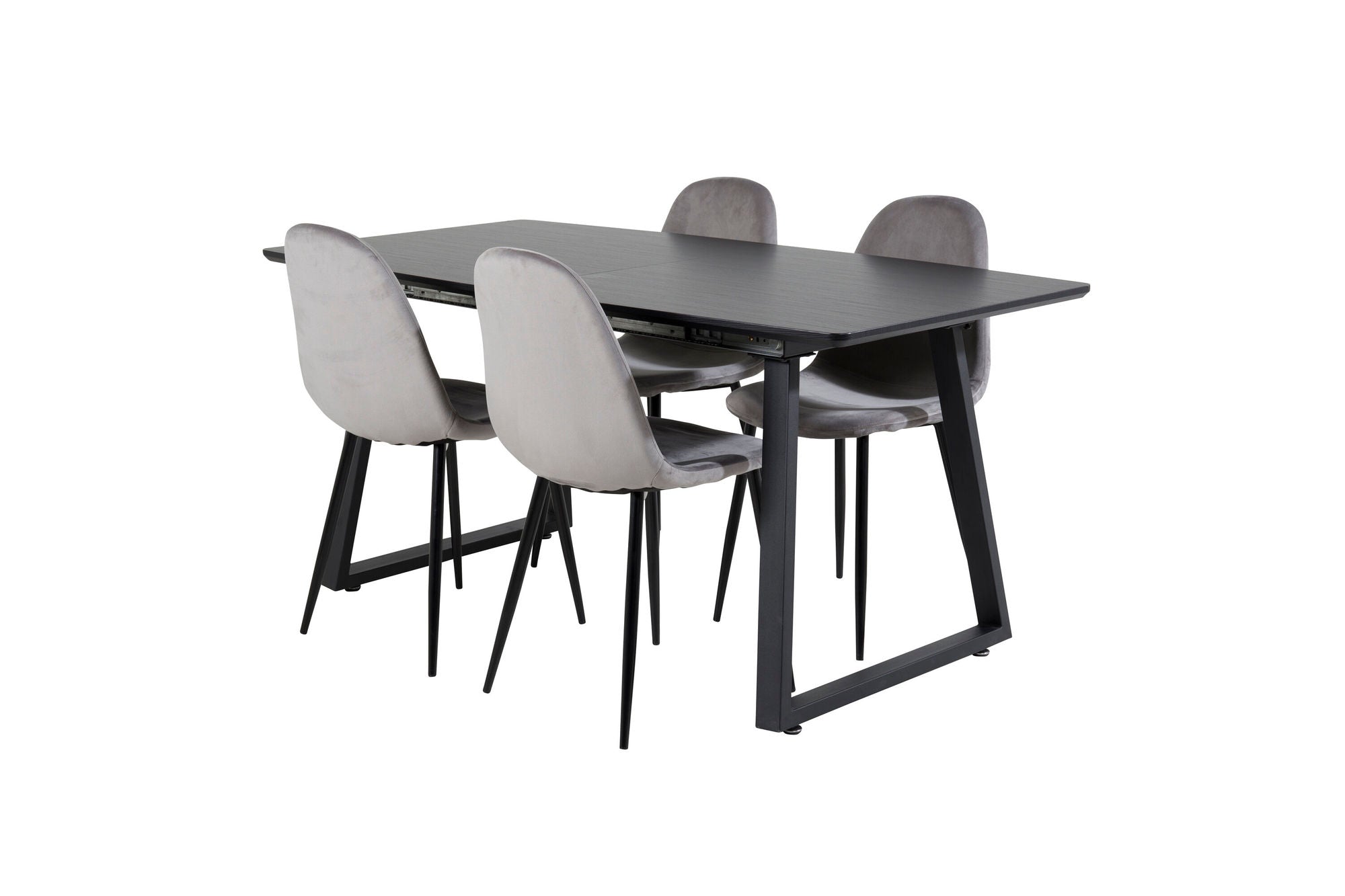 Venture Home Inca Extentionbord - Black top / black Legs+Polar Spisebordsstol - Black legs / Light Grey Velvet (ersätter 19902-885)_4
