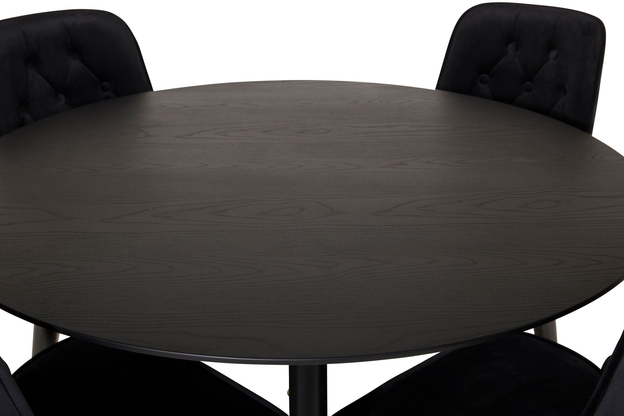 Venture Home Dipp spisebord - 115cm - Black Veneer / black legs w brass dipp - Velvet Deluxe stol - Black/Matt Brass Leg 4