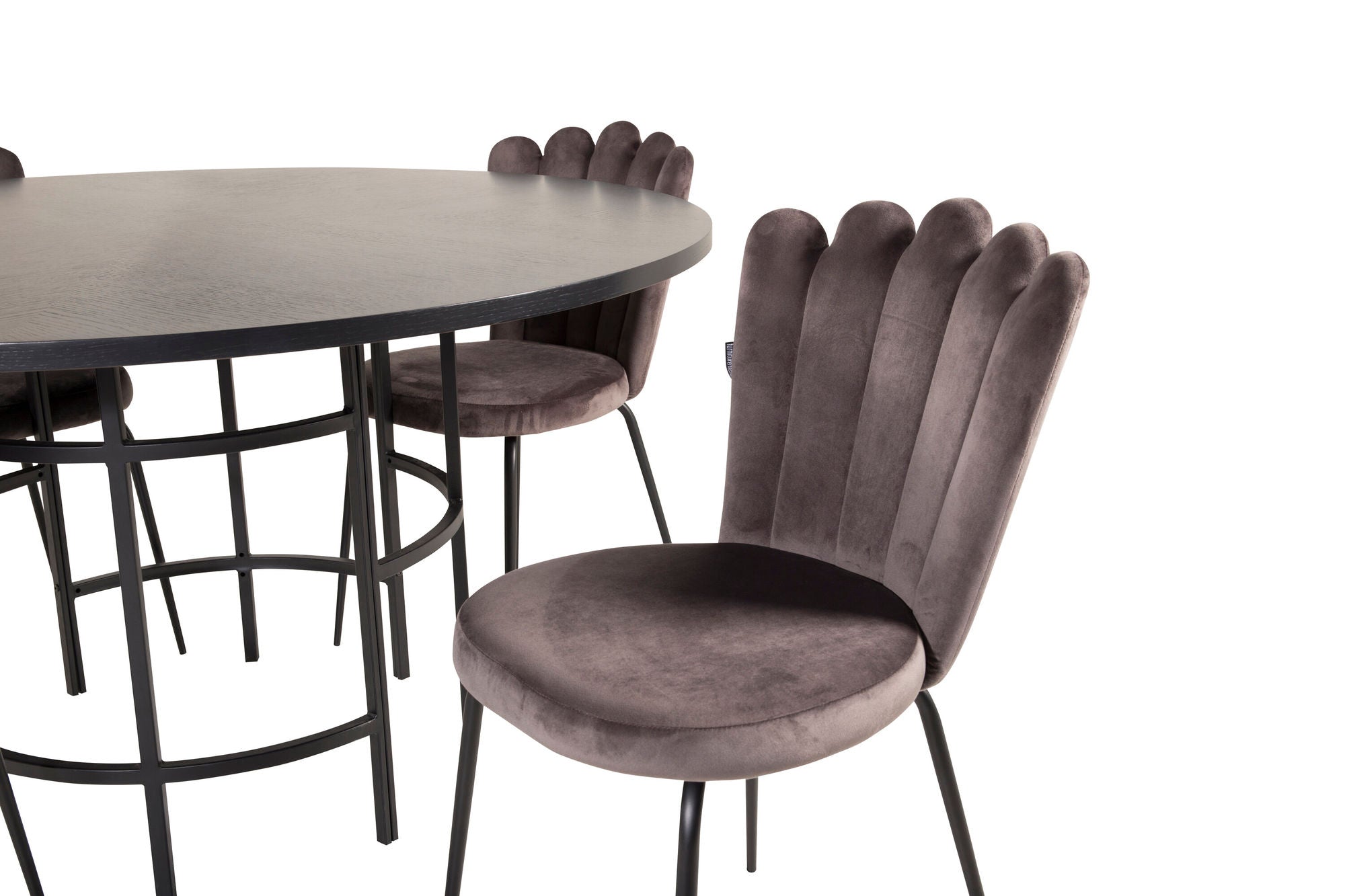 Venture Home Copenhagen - spisebord round - Black / Black - Limhamn stol - Grey 4