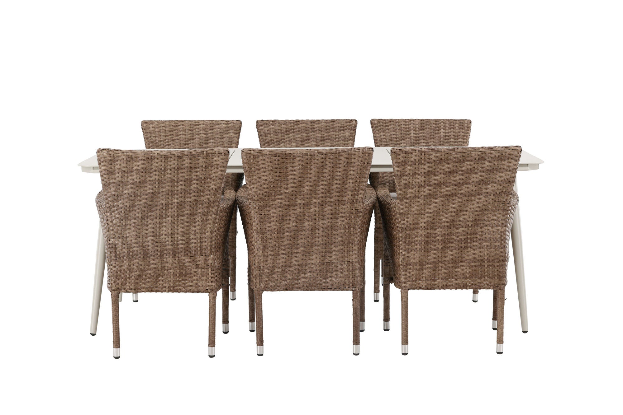 Venture Home Lina spisebord - Beige - 200*90 +Malina Diningchair Alumnium - Nature / Wicker _6