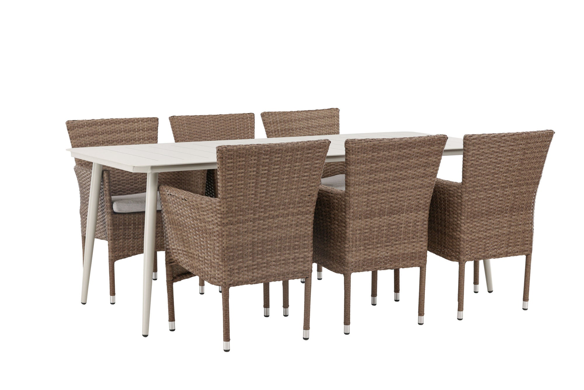 Venture Home Lina spisebord - Beige - 200*90 +Malina Diningchair Alumnium - Nature / Wicker _6