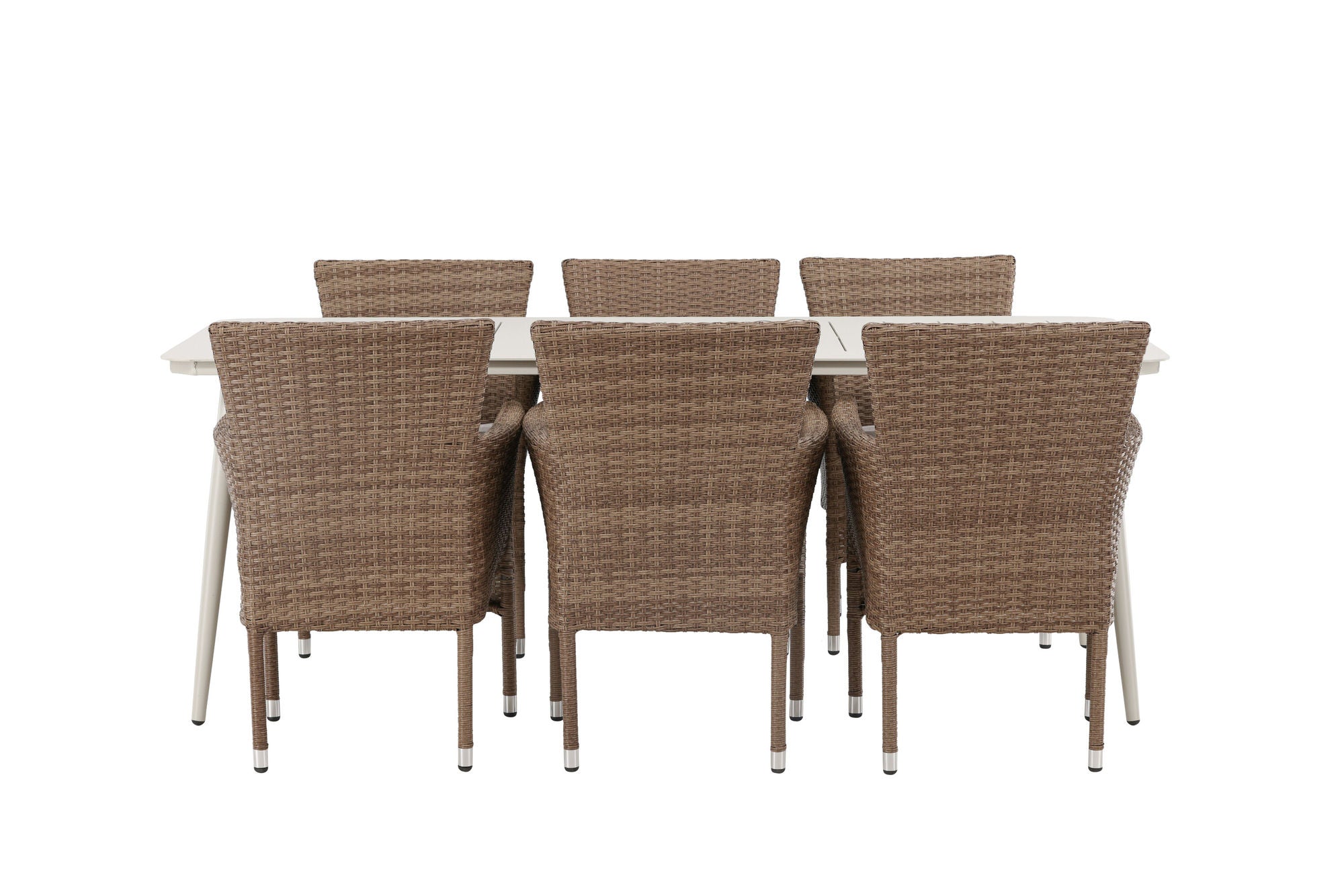 Venture Home Lina spisebord - Beige - 200*90 +Malina Diningchair Alumnium - Nature / Wicker _6