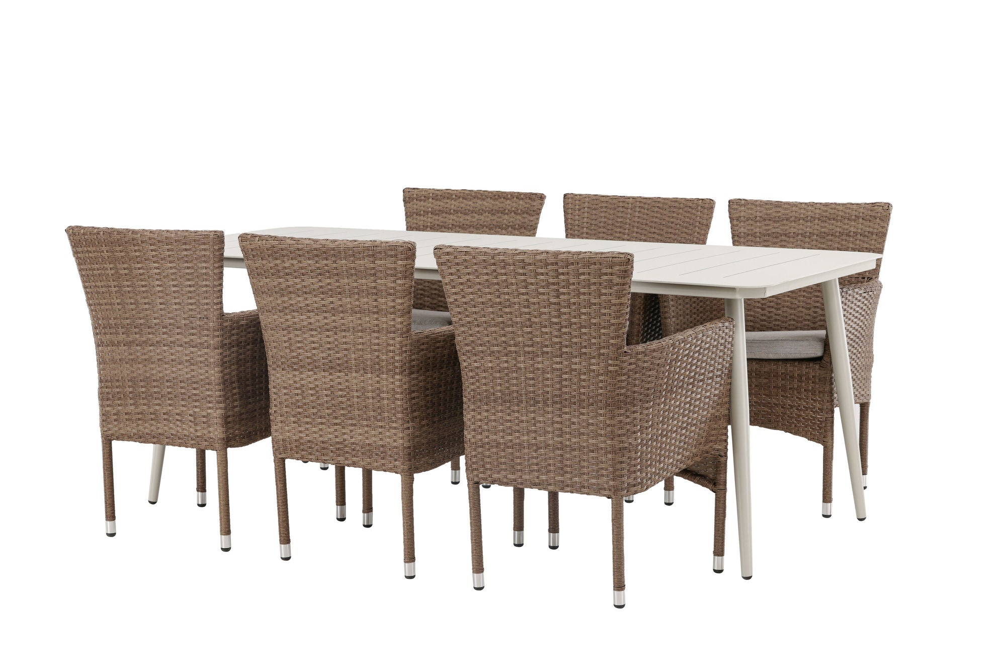 Venture Home Lina spisebord - Beige - 200*90 +Malina Diningchair Alumnium - Nature / Wicker _6