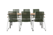 Venture Home Holmbeck Diningbord Steel - Black / Rectangular 90*200*75 +Bois Diningchair Steel - Silver / Green Rope _6