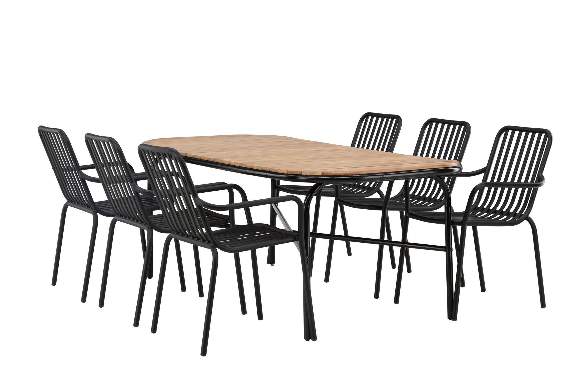Venture Home Holmbeck Diningbord Steel - Black / Rectangular 90*200*75 +Peking Diningchair Aluminium - Black / _6