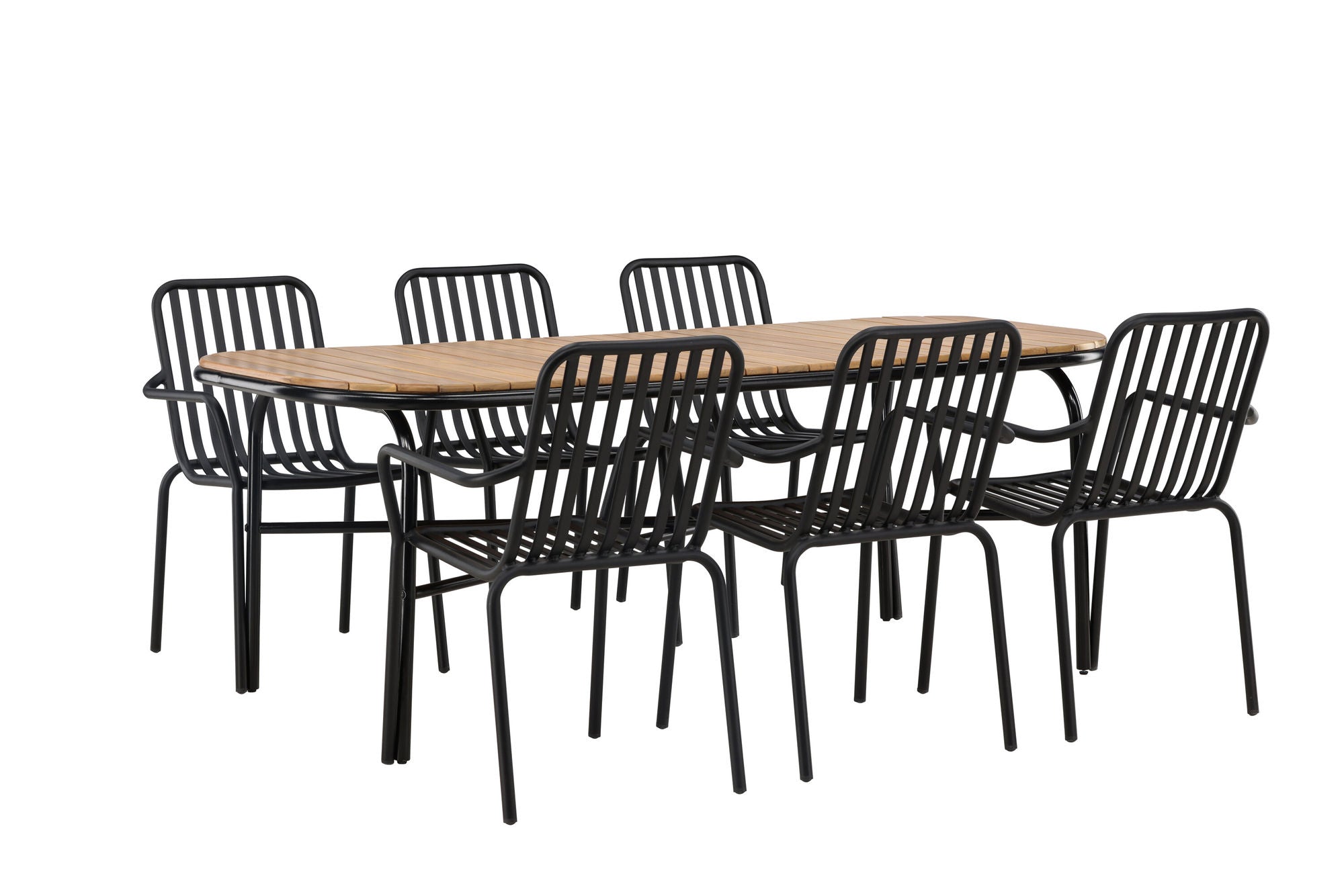 Venture Home Holmbeck Diningbord Steel - Black / Rectangular 90*200*75 +Peking Diningchair Aluminium - Black / _6