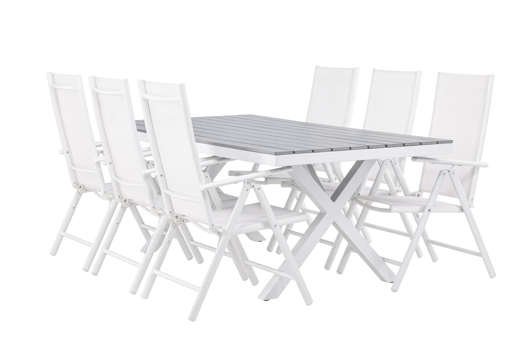 Venture Home Garcia Diningbord Alumnium - White / Light Grey Aintwood / Rectangular 100*200* +Break Diningchair Alumnium - White / Textilene _6