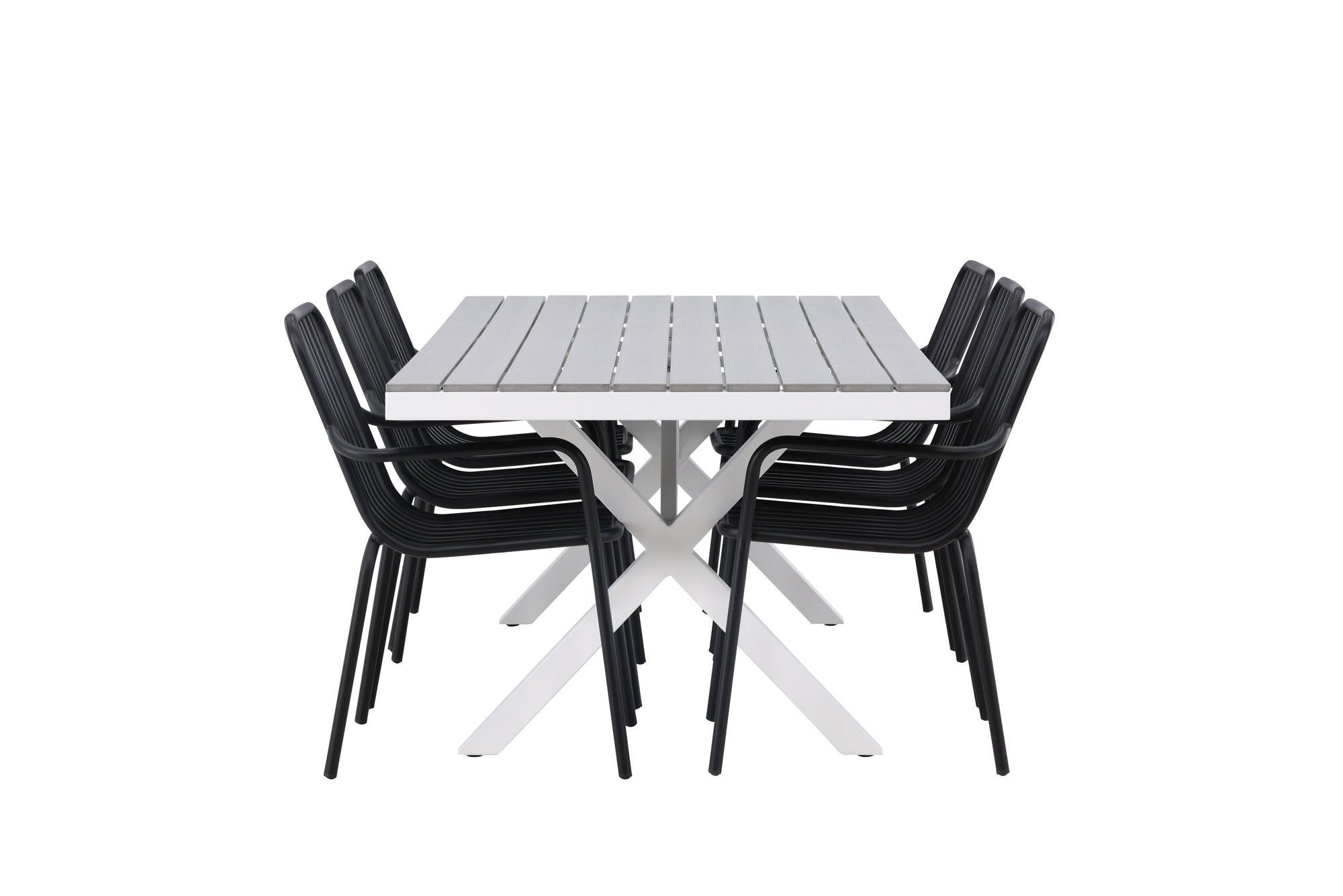 Venture Home Garcia Diningbord Alumnium - White / Light Grey Aintwood / Rectangular 100*200* +Peking Diningchair Aluminium - Black / _6