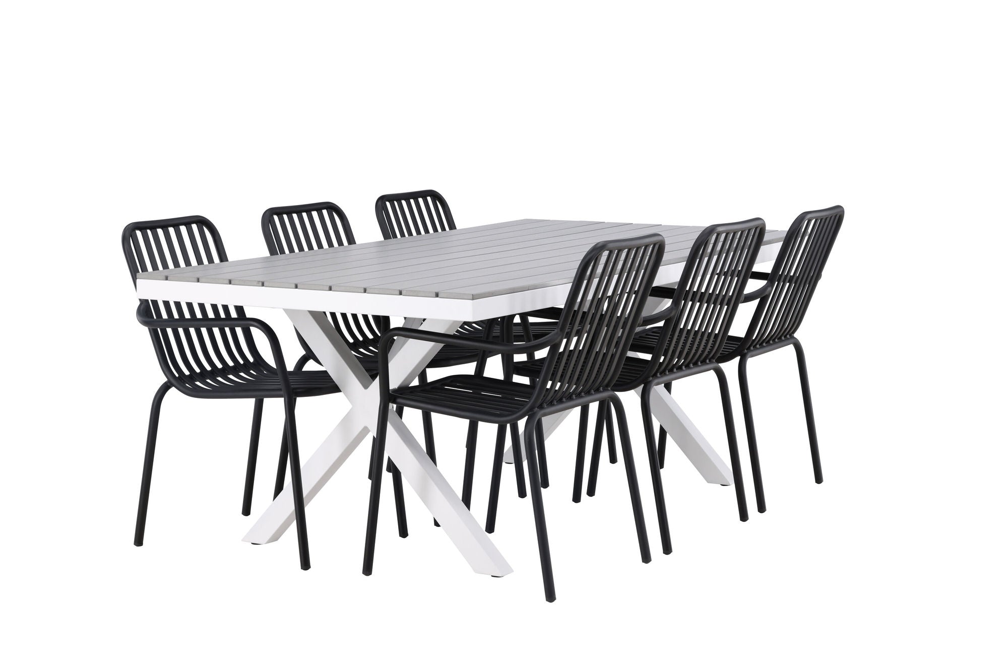 Venture Home Garcia Diningbord Alumnium - White / Light Grey Aintwood / Rectangular 100*200* +Peking Diningchair Aluminium - Black / _6