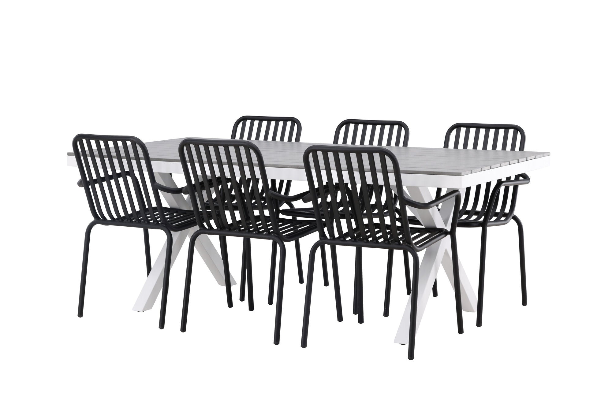 Venture Home Garcia Diningbord Alumnium - White / Light Grey Aintwood / Rectangular 100*200* +Peking Diningchair Aluminium - Black / _6