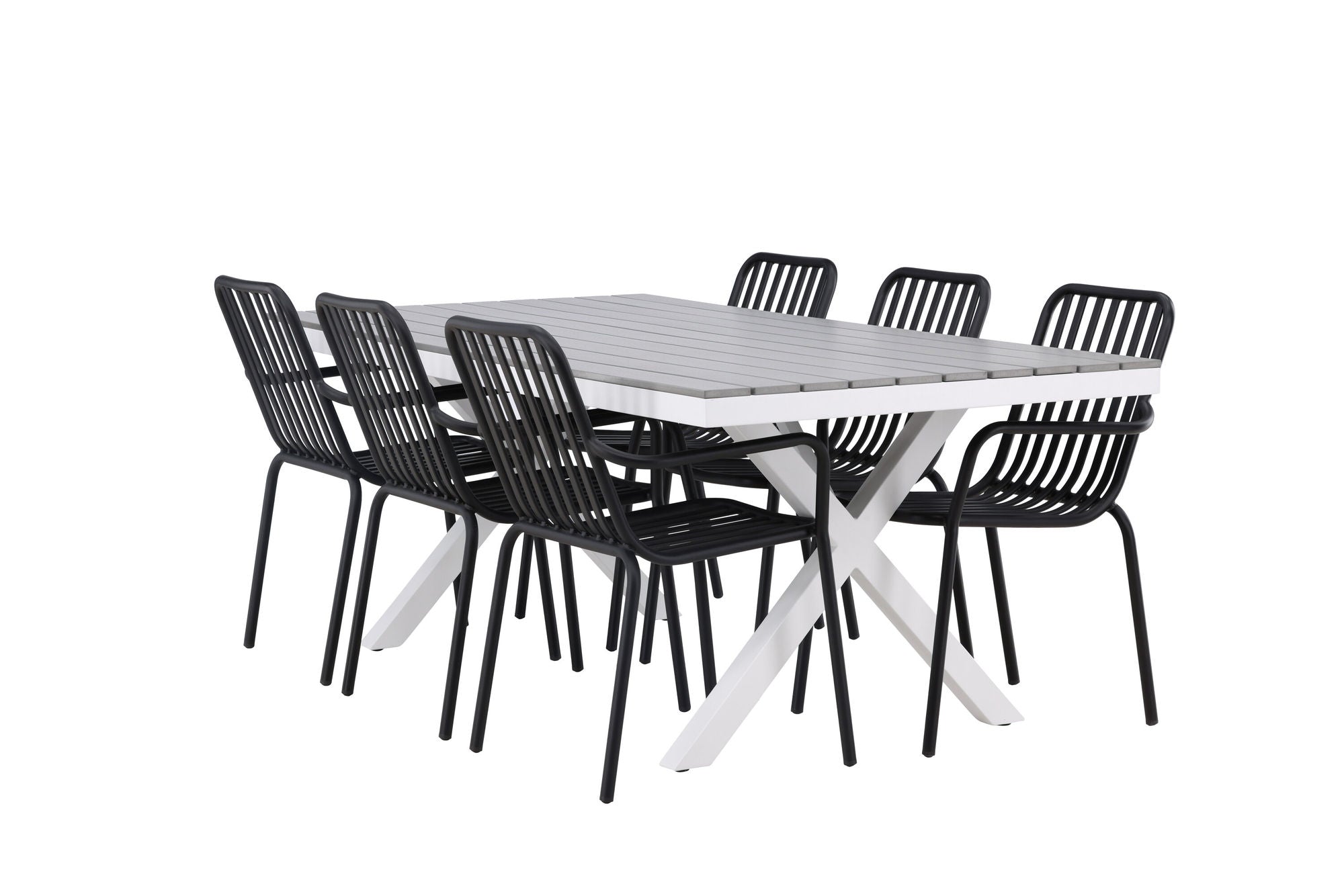 Venture Home Garcia Diningbord Alumnium - White / Light Grey Aintwood / Rectangular 100*200* +Peking Diningchair Aluminium - Black / _6