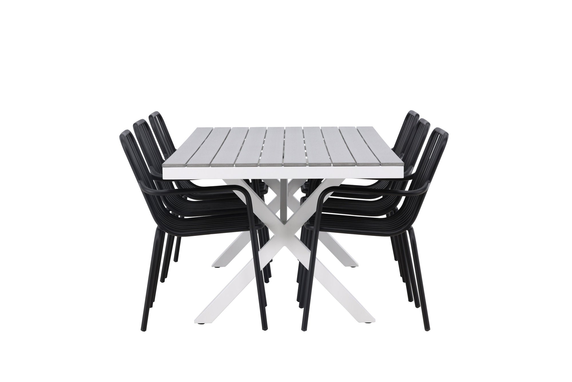 Venture Home Garcia Diningbord Alumnium - White / Light Grey Aintwood / Rectangular 100*200* +Peking Diningchair Aluminium - Black / _6