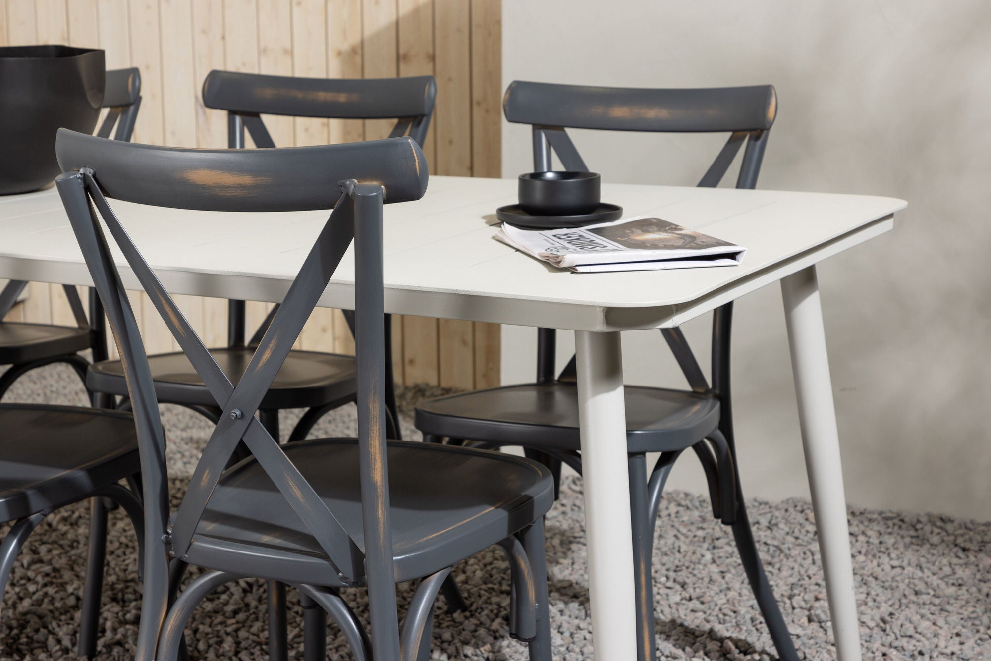 Venture Home Lina spisebord - Beige - 200*90 +Tablas Diningchair Aluminium - Black / _6