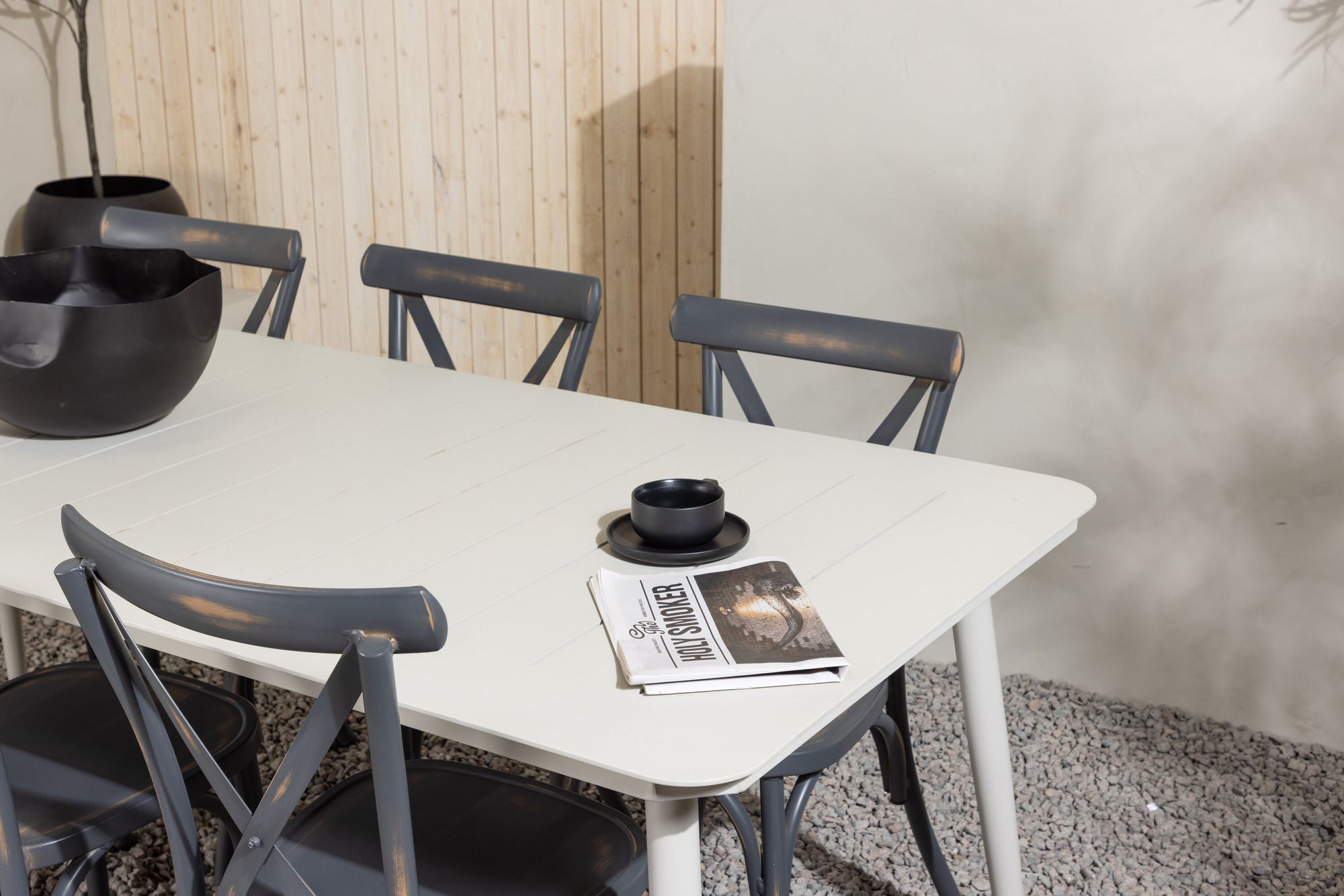 Venture Home Lina spisebord - Beige - 200*90 +Tablas Diningchair Aluminium - Black / _6
