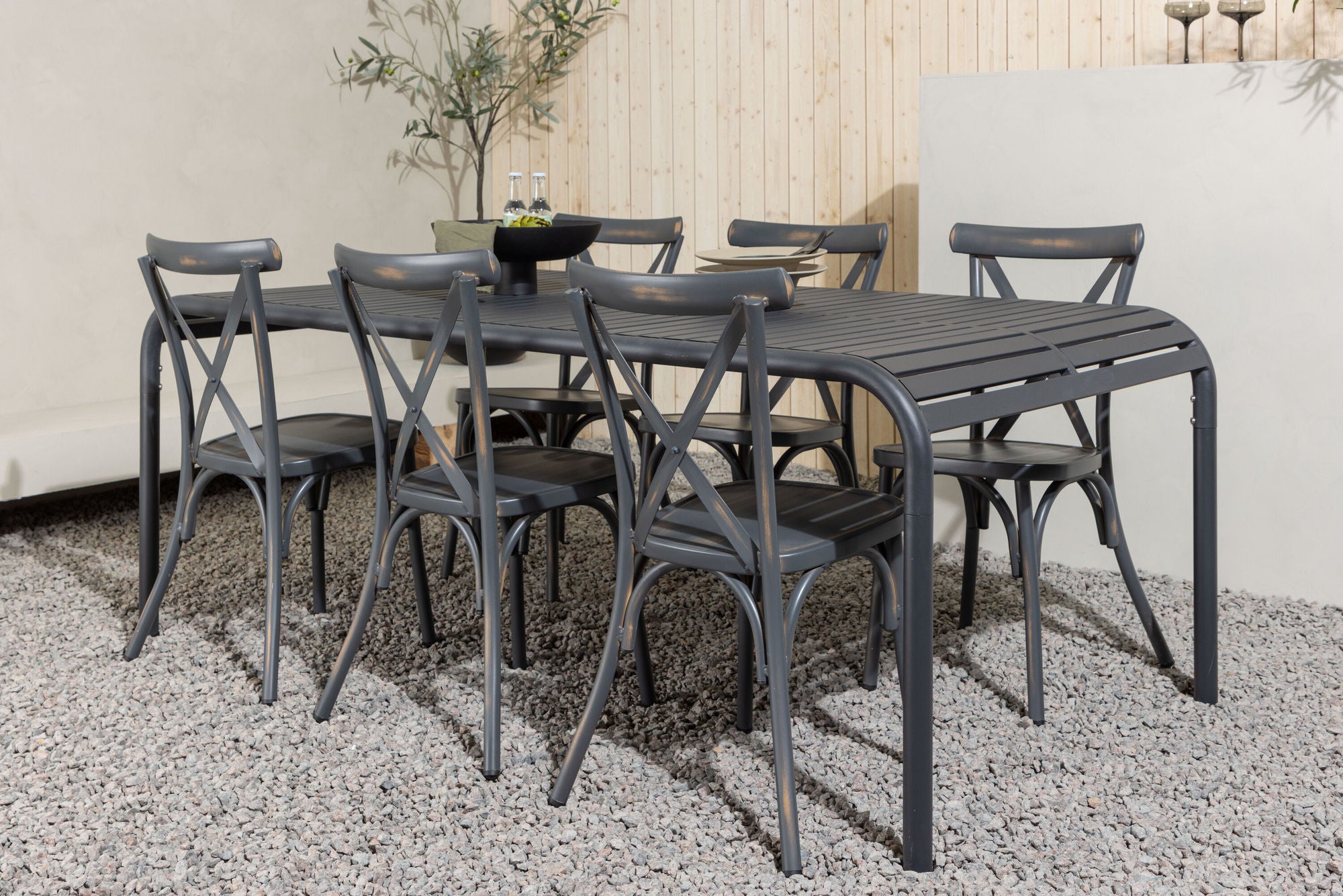 Venture Home Borneo Diningbord Aluminium - Black / Rectangular 100*200* +Tablas Diningchair Aluminium - Black / _6