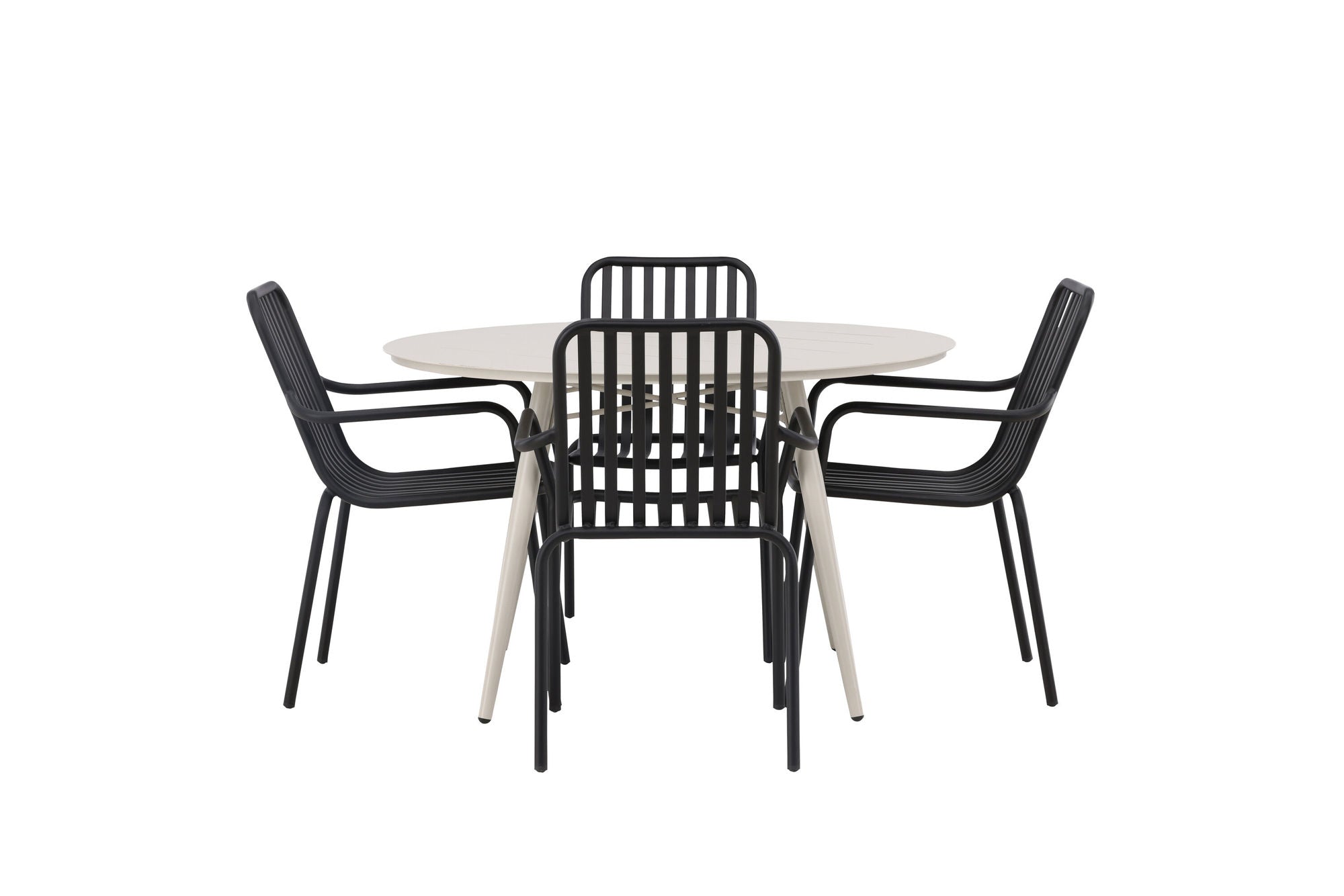 Venture Home Lina spisebord - Beige - rund 120 cm +Peking Diningchair Aluminium - Black / _4
