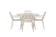 Venture Home Lina spisebord - Beige - rund 120 cm +Peking Diningchair Aluminium - Beige / _4