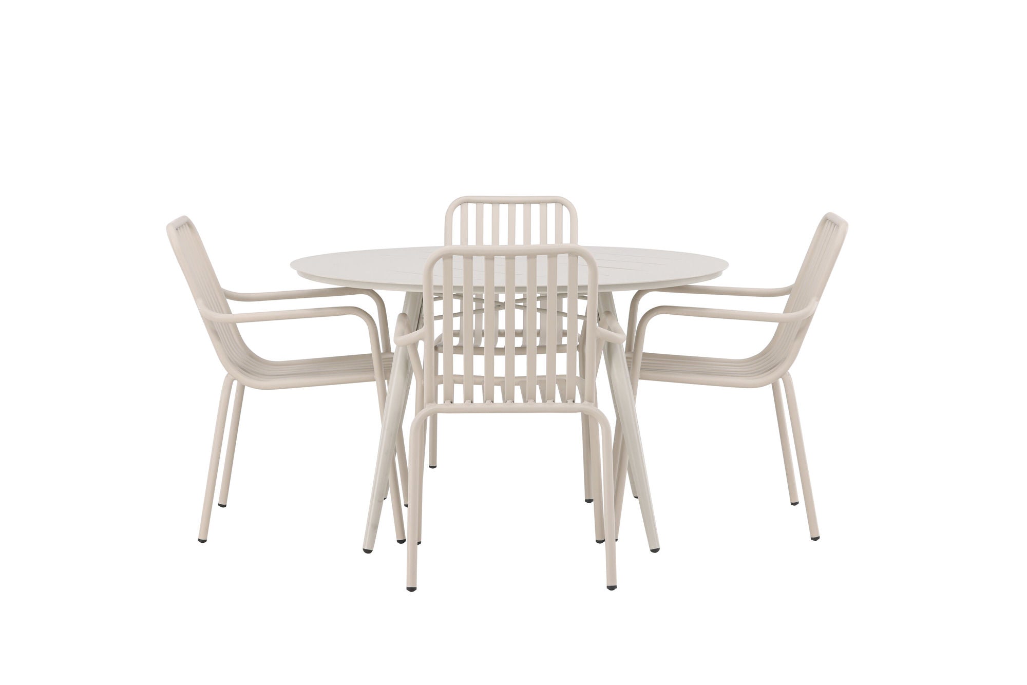 Venture Home Lina spisebord - Beige - rund 120 cm +Peking Diningchair Aluminium - Beige / _4