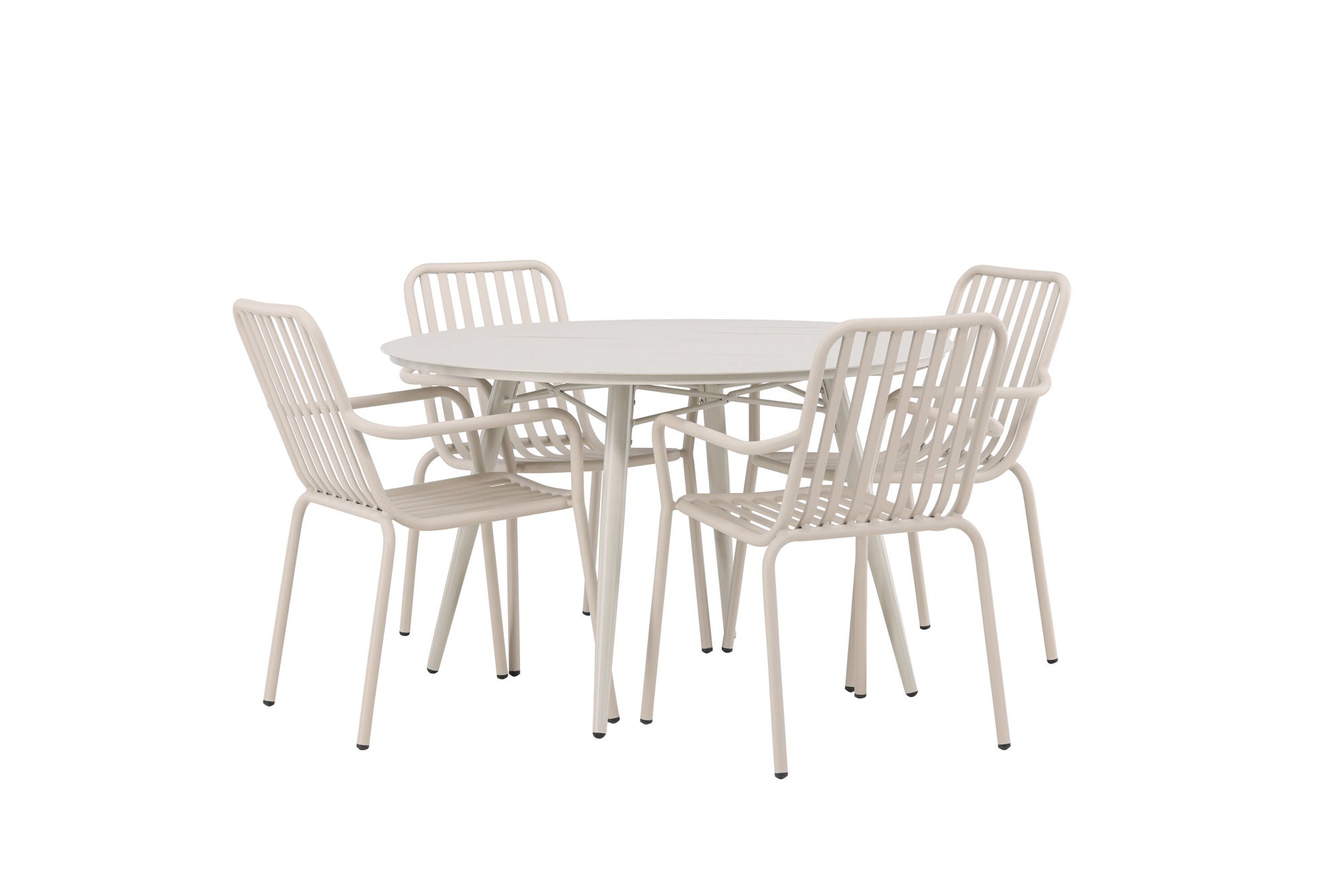 Venture Home Lina spisebord - Beige - rund 120 cm +Peking Diningchair Aluminium - Beige / _4