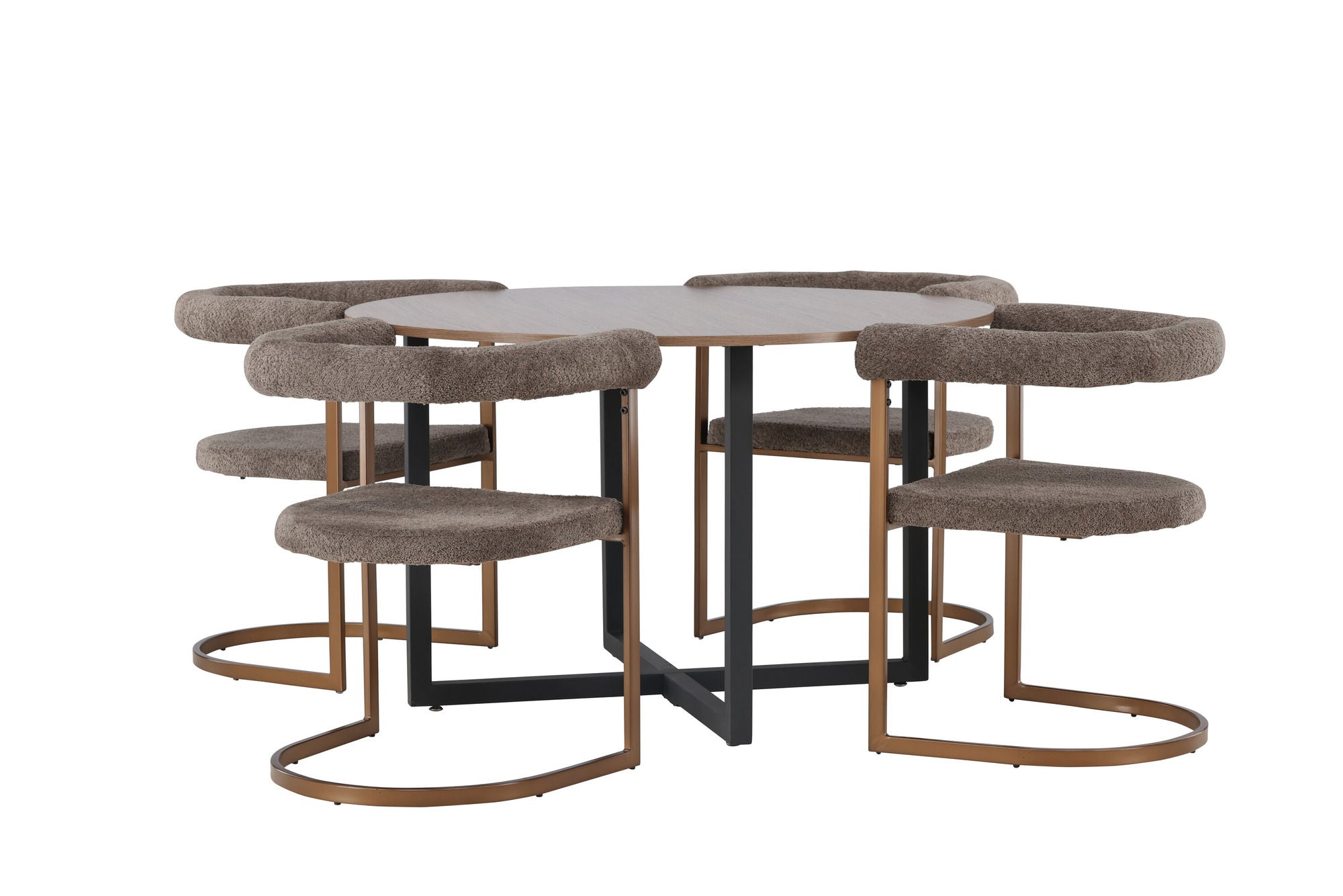 Venture Home Durango spisebord - Black / Walnut MDF +Morning Spisebordsstol - Black / Black Boucle _4