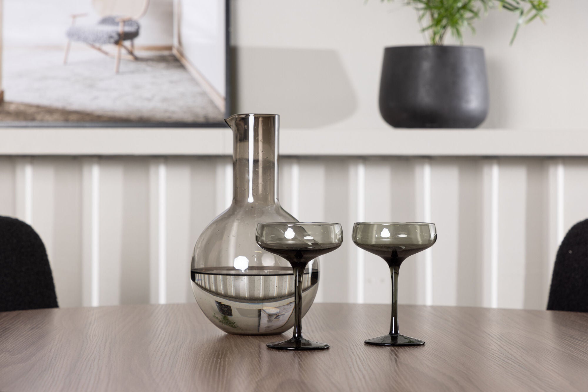 Venture Home Durango spisebord - Black / Walnut MDF +Yesterday Spisebordsstol - Black / Black Boucle _4
