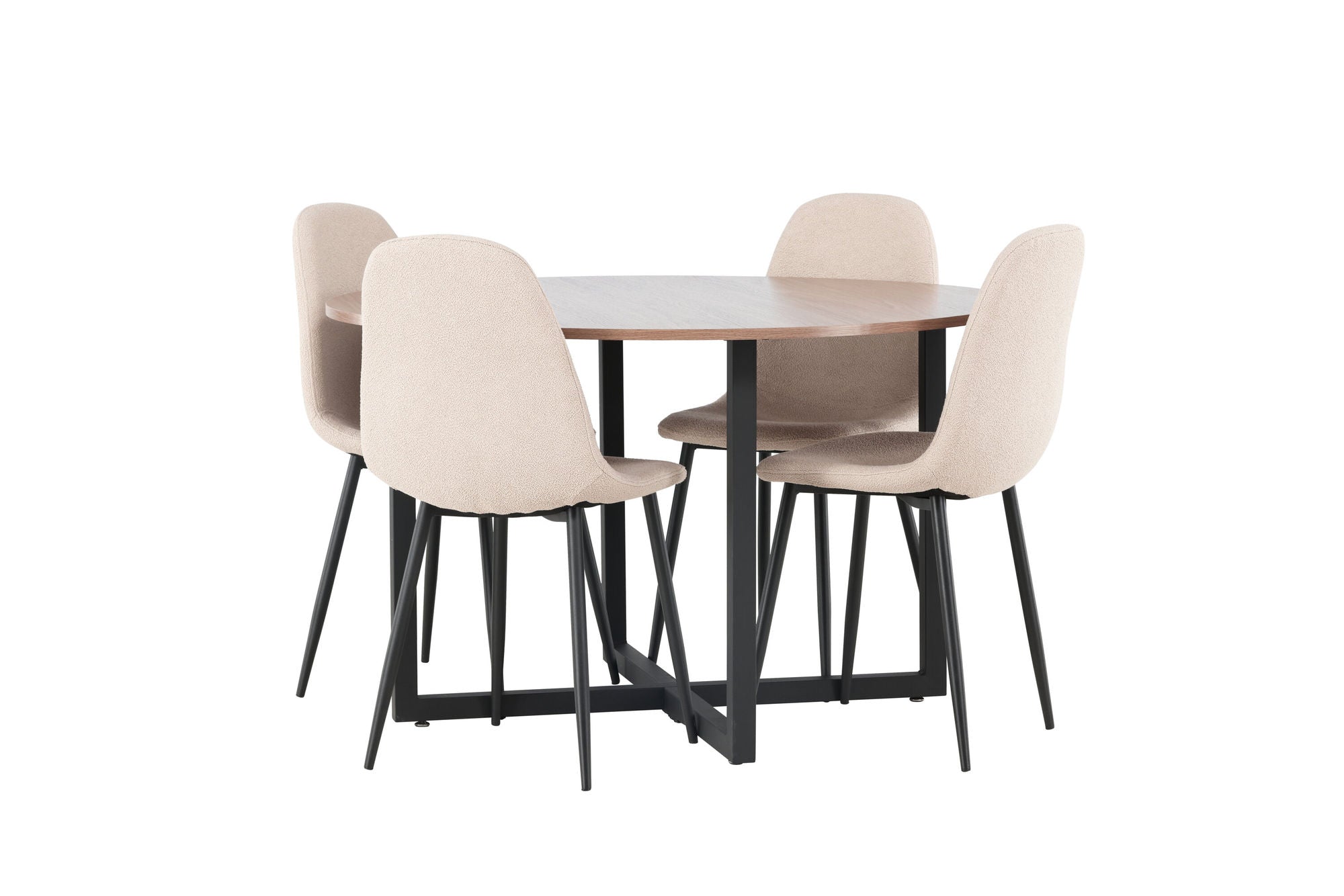 Venture Home Durango spisebord - Black / Walnut MDF +Polar Spisebordsstol - Black / Beige Boucle _4
