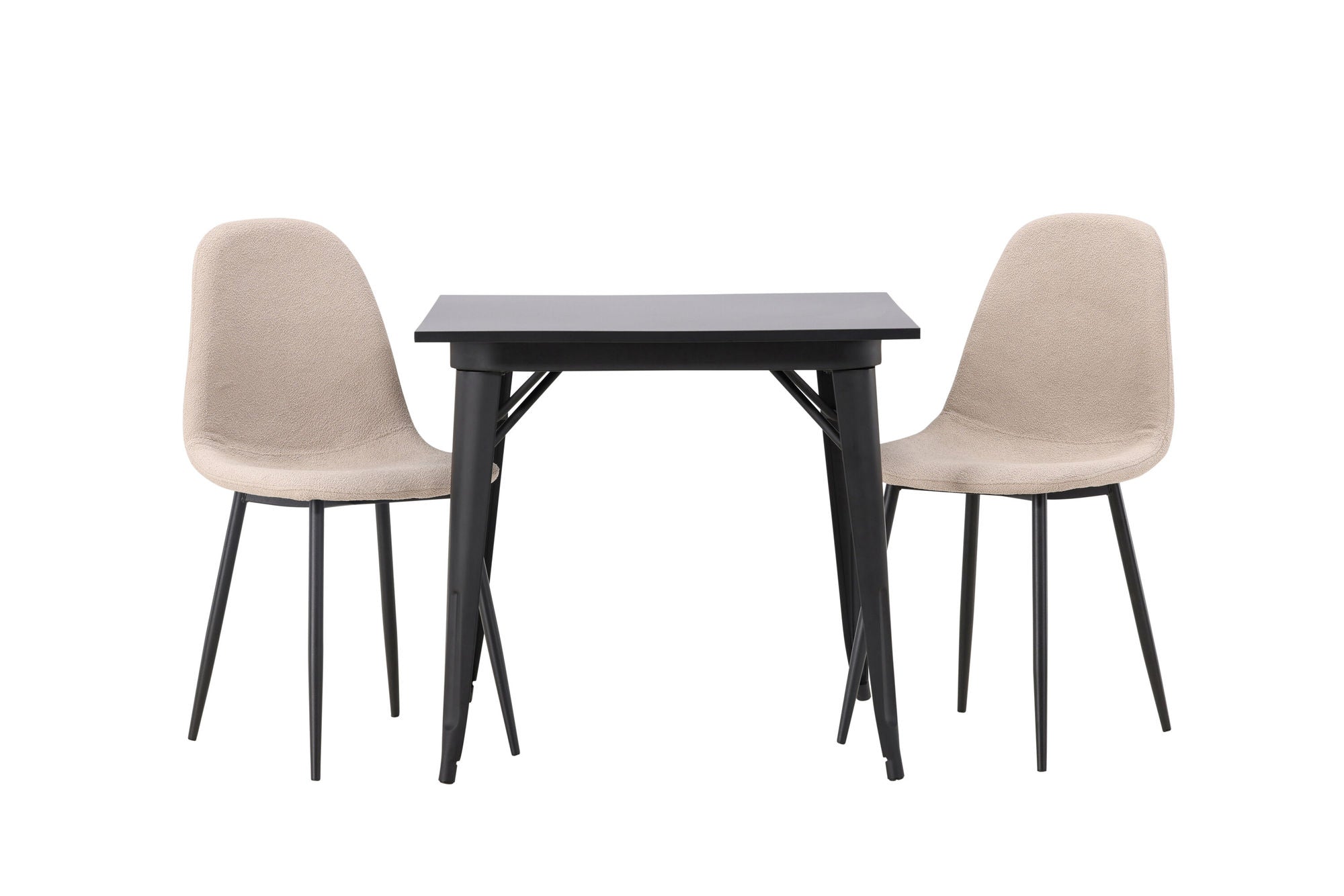 Venture Home Tempe spisebord - Black / Black MDF +Polar Spisebordsstol - Black / Beige Boucle _2
