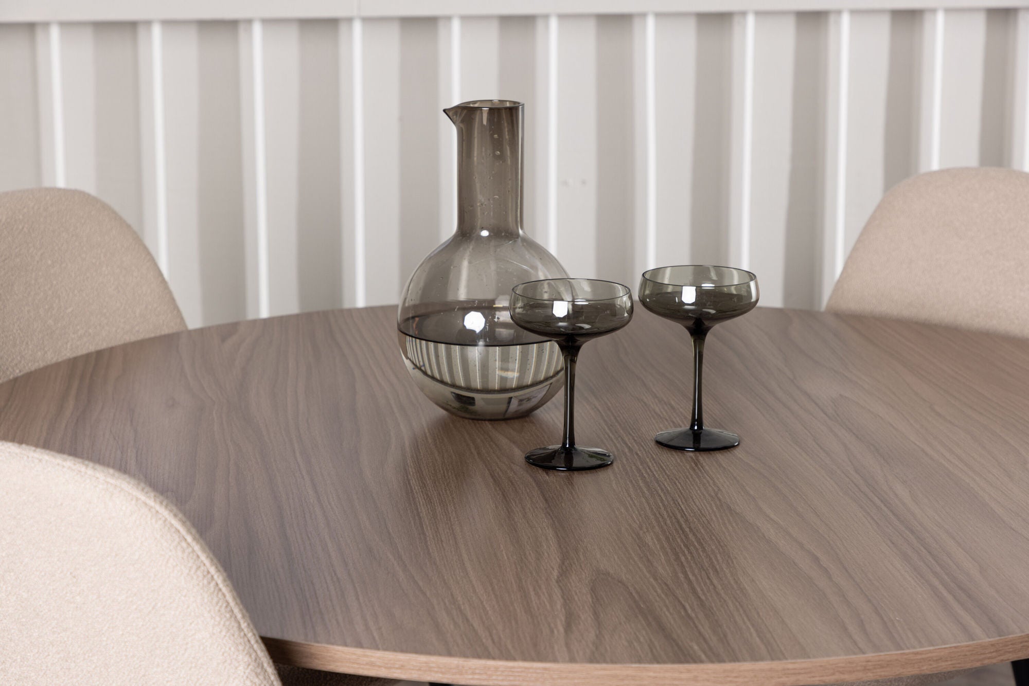 Venture Home Durango spisebord - Black / Walnut MDF +Polar Spisebordsstol - Black / Beige Boucle _4
