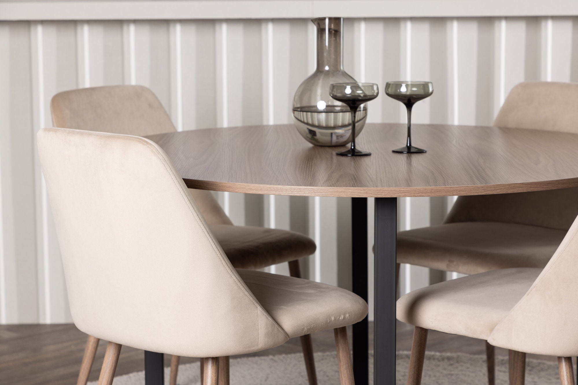 Venture Home Durango spisebord - Black / Walnut MDF +Night Spisebordsstol - Dark walnut / Mocca / Brown Fabric _4