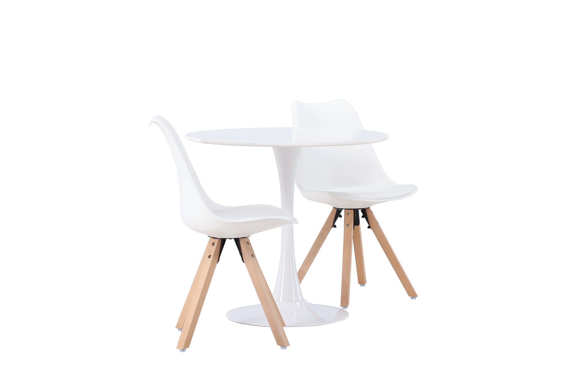 Venture Home Hamden spisebord - White MDF +Zeno Spisebordsstol - Nature woodlook / White PP _2