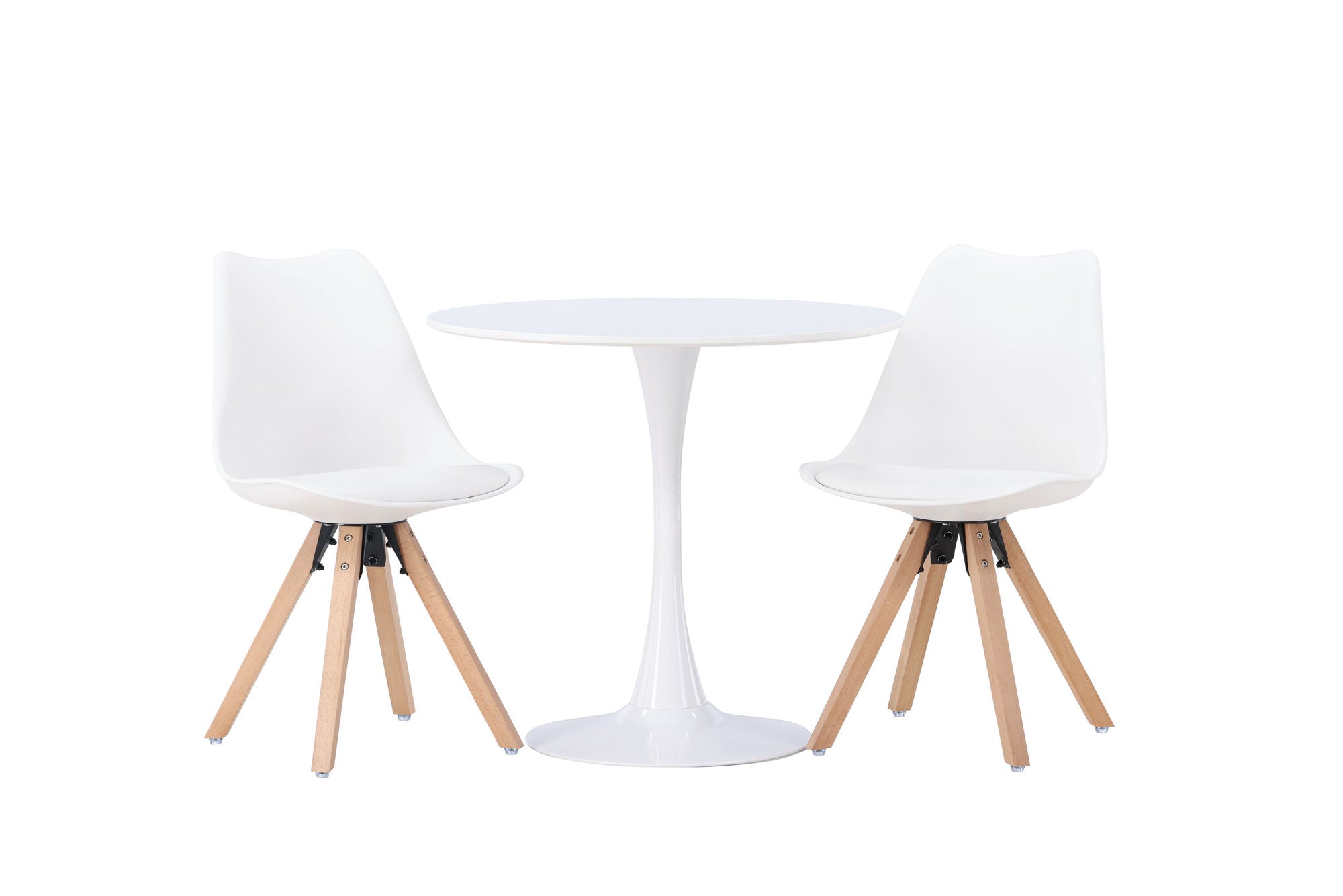 Venture Home Hamden spisebord - White MDF +Zeno Spisebordsstol - Nature woodlook / White PP _2