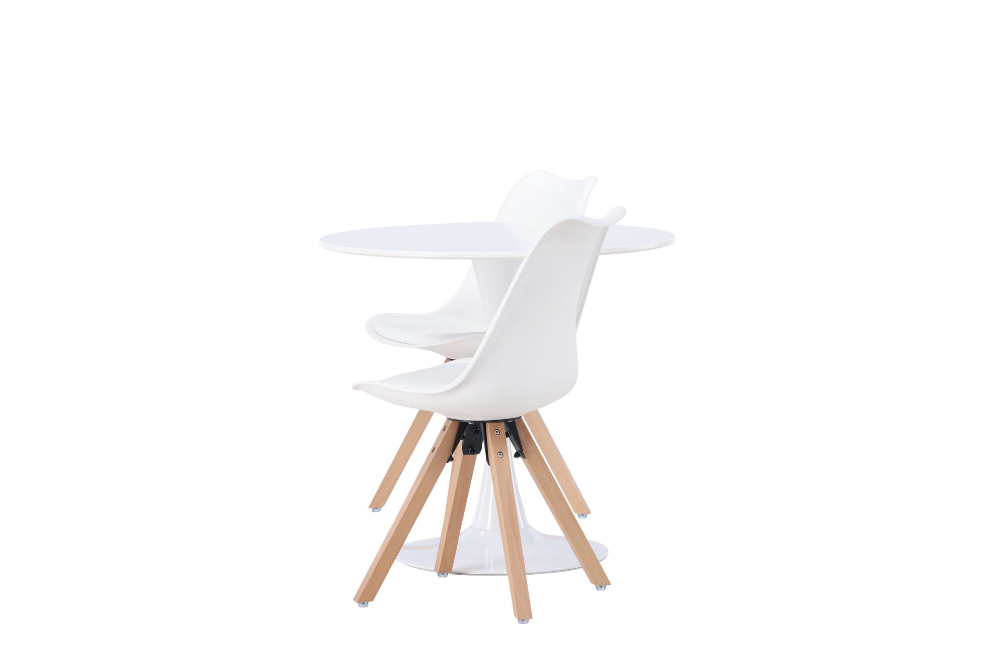Venture Home Hamden spisebord - White MDF +Zeno Spisebordsstol - Nature woodlook / White PP _2