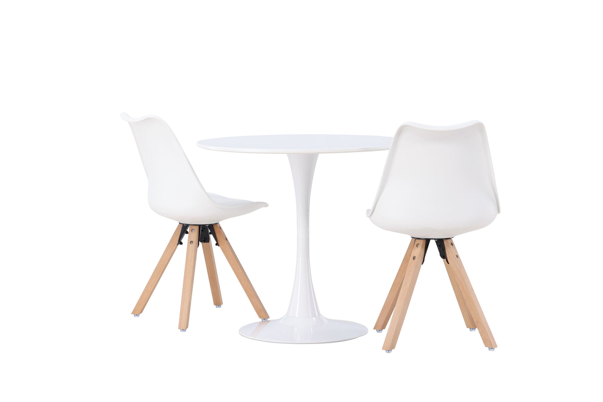 Venture Home Hamden spisebord - White MDF +Zeno Spisebordsstol - Nature woodlook / White PP _2