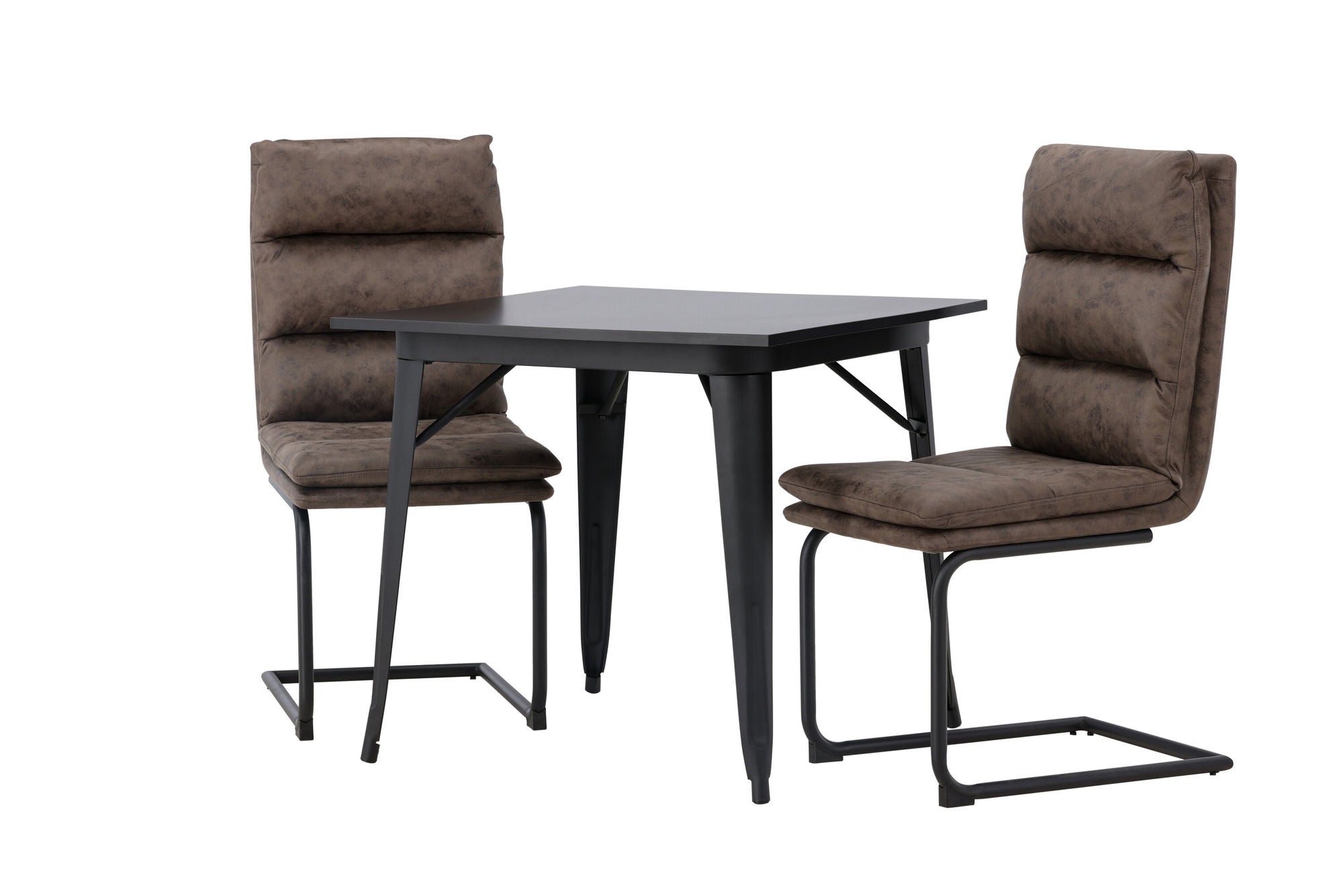 Venture Home Tempe spisebord - Black / Black MDF +Zizo Spisebordsstol - Black / Brown Microfiber fabric _2
