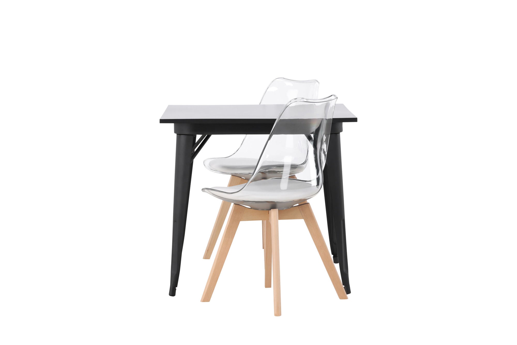 Venture Home Tempe spisebord - Black / Black MDF +Edvin Spisebordsstol - Nature / PET (seat cushion white) PET surface,seat with usual sponge _2