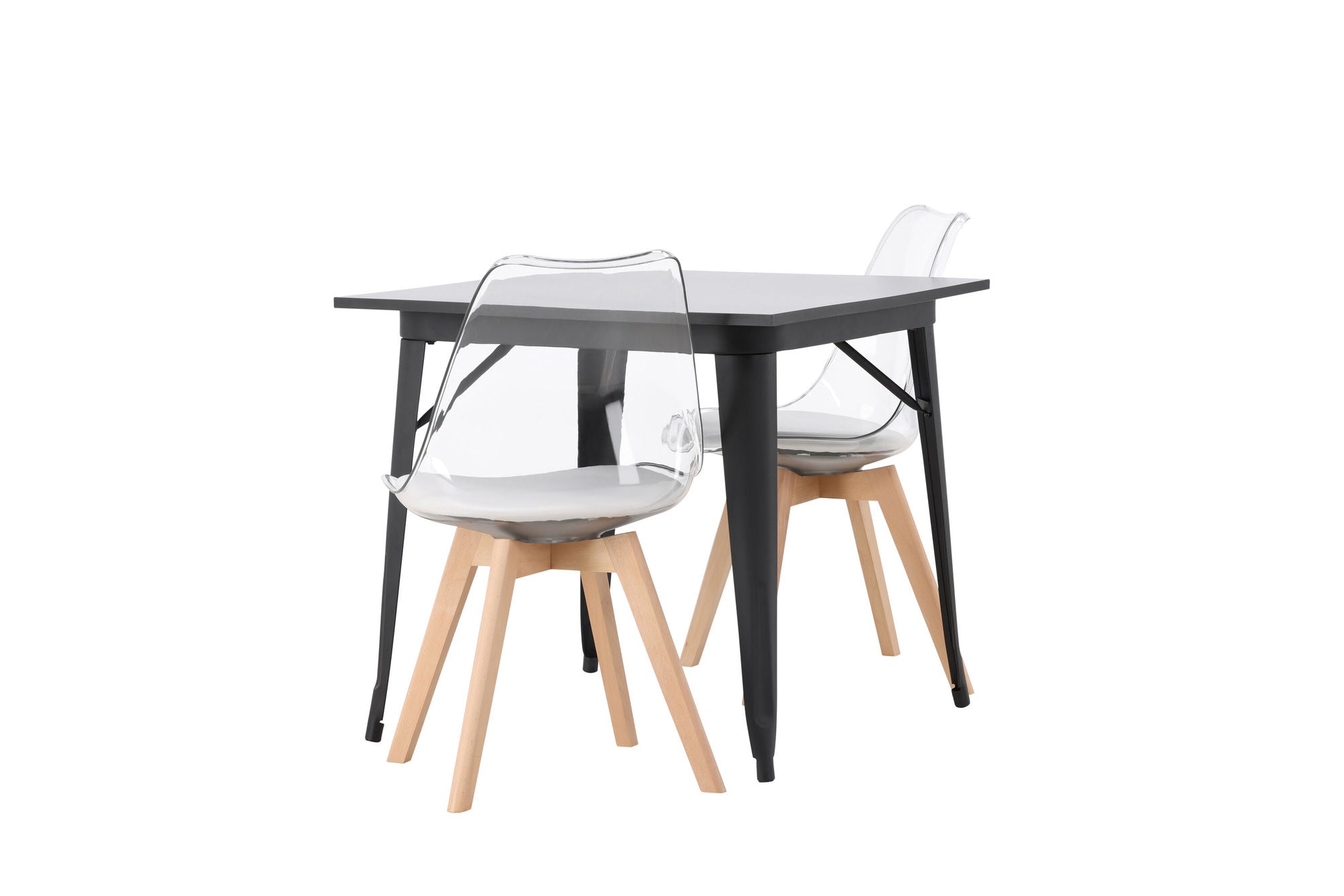 Venture Home Tempe spisebord - Black / Black MDF +Edvin Spisebordsstol - Nature / PET (seat cushion white) PET surface,seat with usual sponge _2