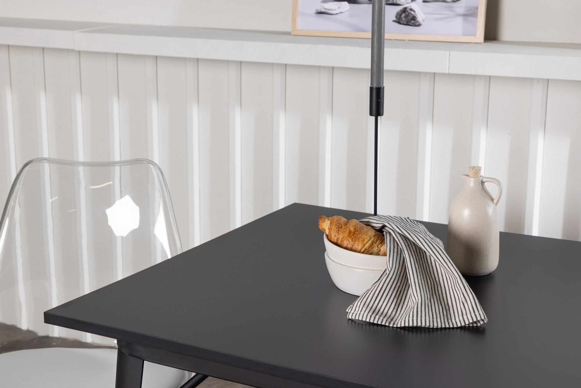 Venture Home Tempe spisebord - Black / Black MDF +Edvin Spisebordsstol - Nature / PET (seat cushion white) PET surface,seat with usual sponge _2